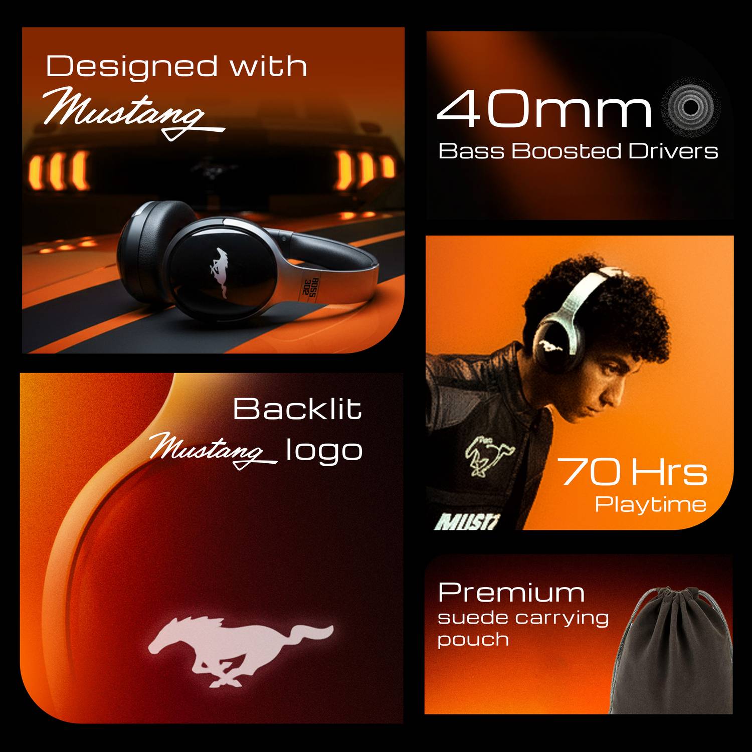 GOBOULT Mustang Thunder 70H Bluetooth Headphones - Image 3