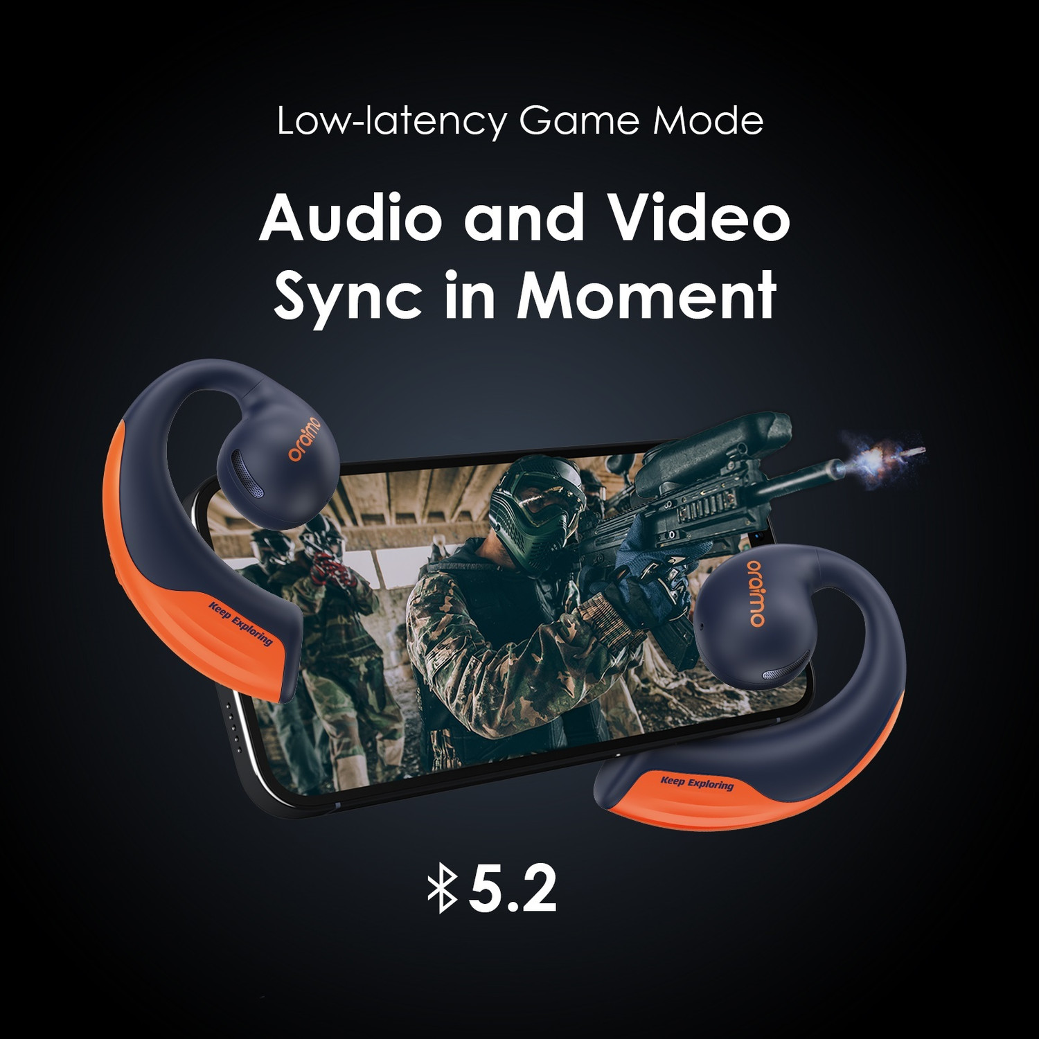 Image of ORAIMO OPN-50D Open-ear, 16mm Large Drivers, TWS BT 5.2, 40Hr Playtime, IP55, 4-mic ENC Bluetooth