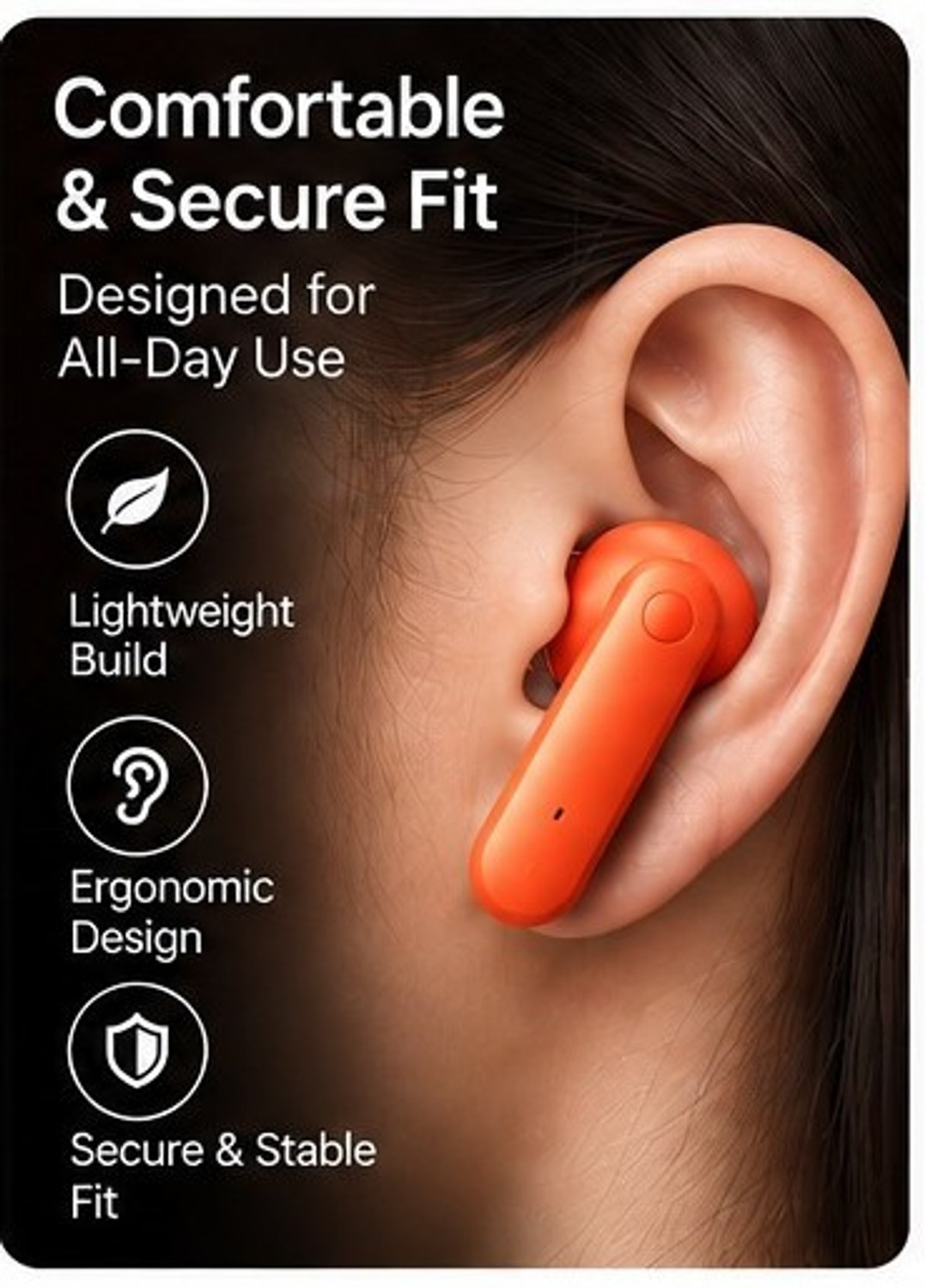 Image of DXONE ACCESSORIES DXONE TWS True Wireless Earbuds with Deep Bass |HD Mic |Touch Control Bluetooth Headset (Orange, True Wireless)