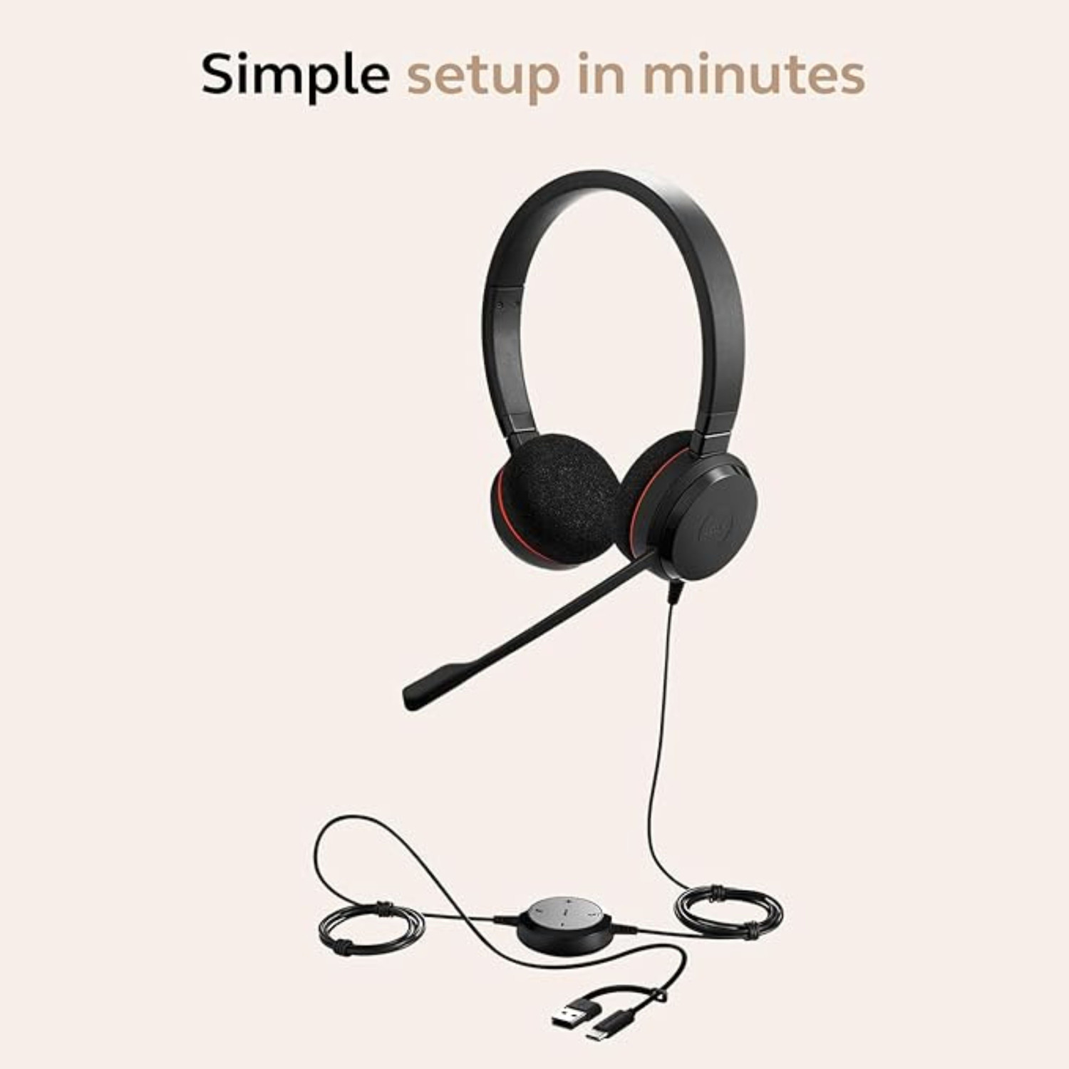 Image of JABRA Evolve 20 USB-C /A Headset with Noise Cancelling Mic for Calls Wired