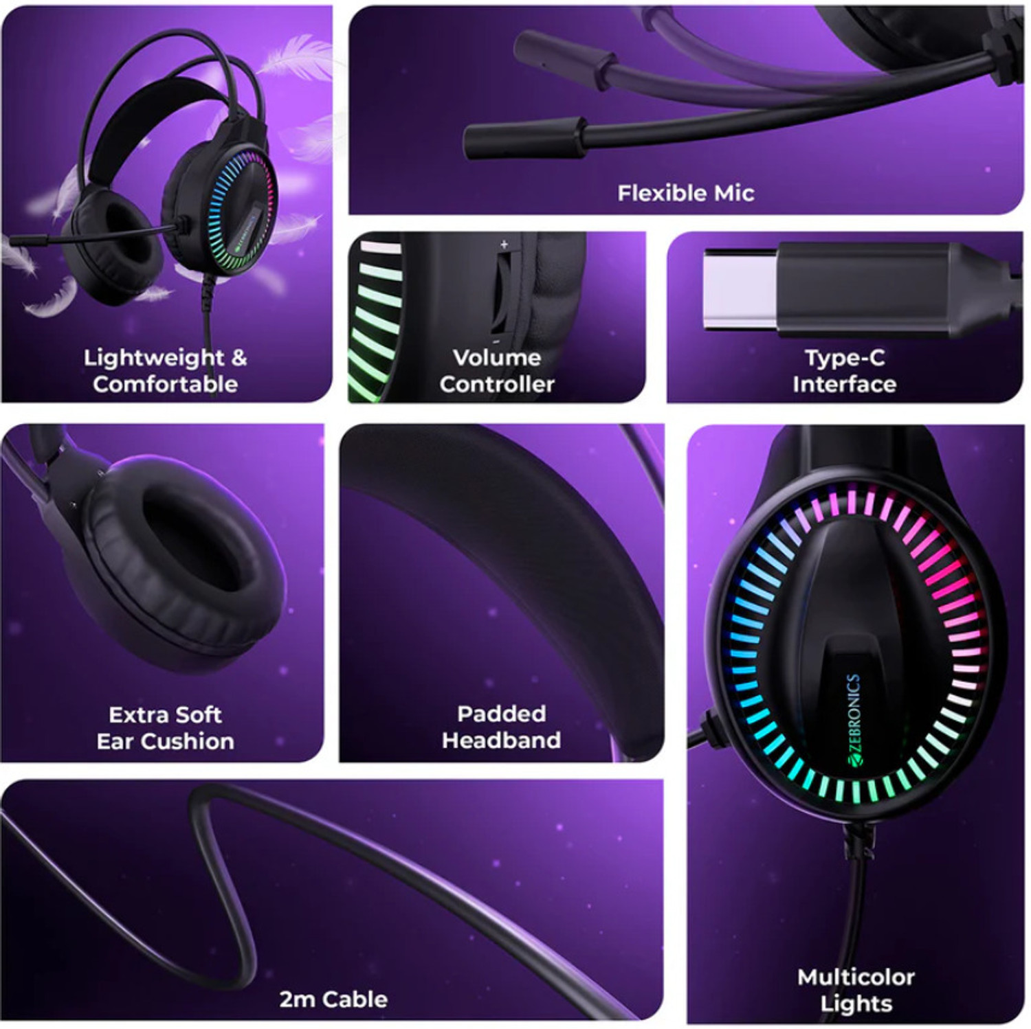 Image of ZEBRONICS BLITZ C Wired Gaming Headset (Black, On the Ear)