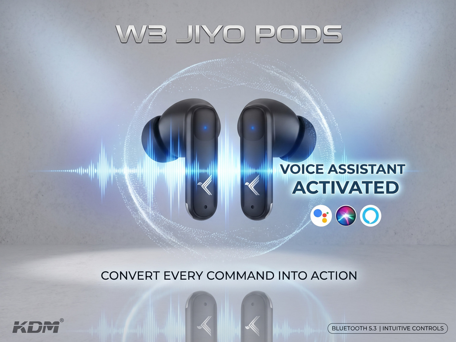 Image of KDM W3 Jiyo Pods BT Version 6.0 The Songs Will Play For 28 Hours 250mAh Battery Bluetooth