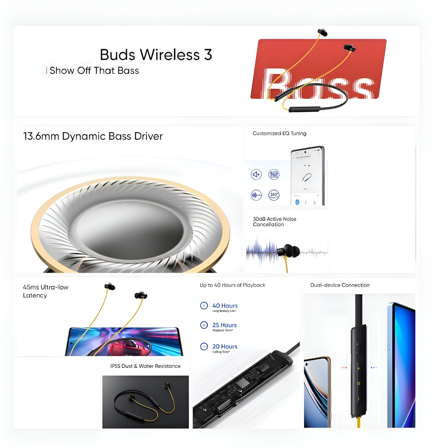 Image of BVEXO Buds Wireless 3 with MAGNETIC POWER OFF /ON , ENC ,48Hr Playback Headphone[YL1] Bluetooth