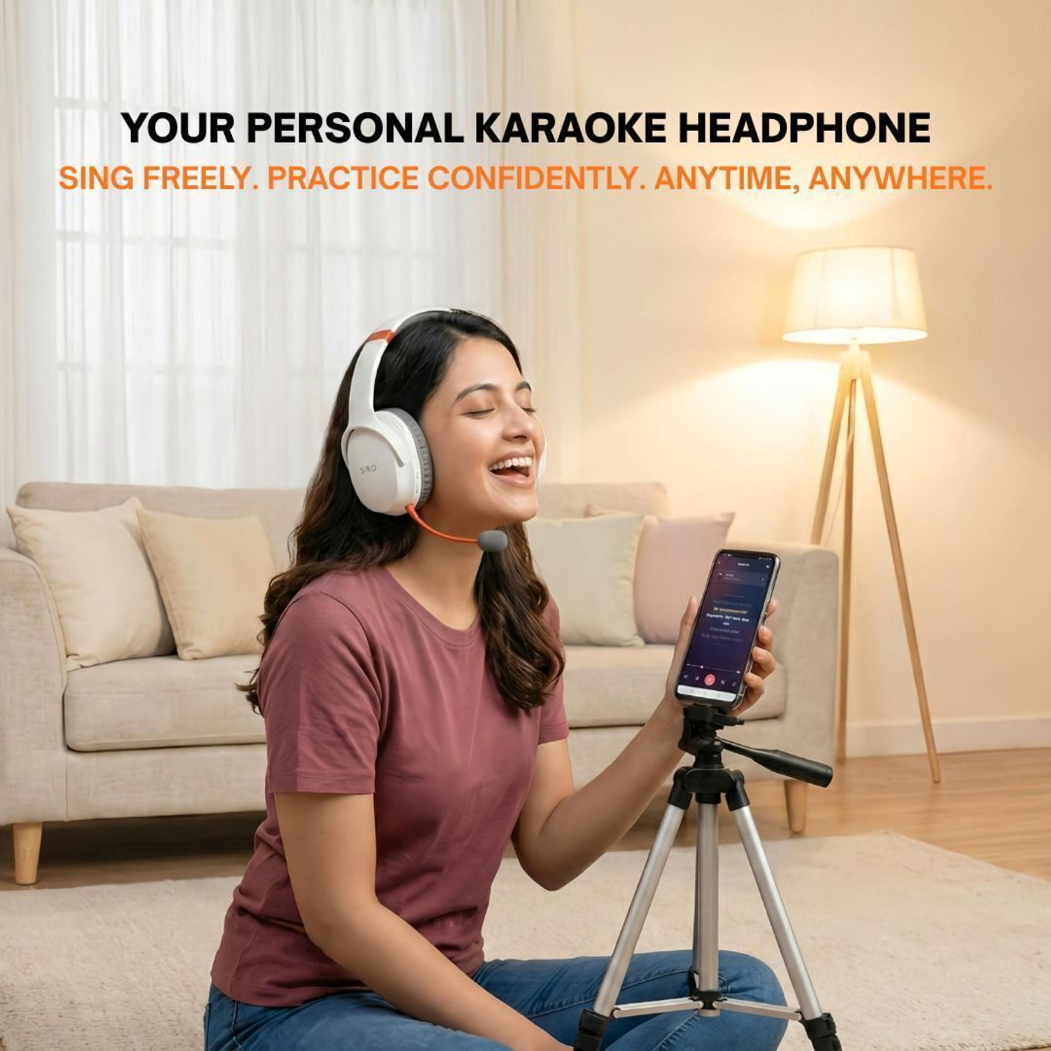 Image of Siro Karaoke Headphone with Mic|Bluetooth, Practice,Music & Calls,Voice Mode,Over-Ear Bluetooth