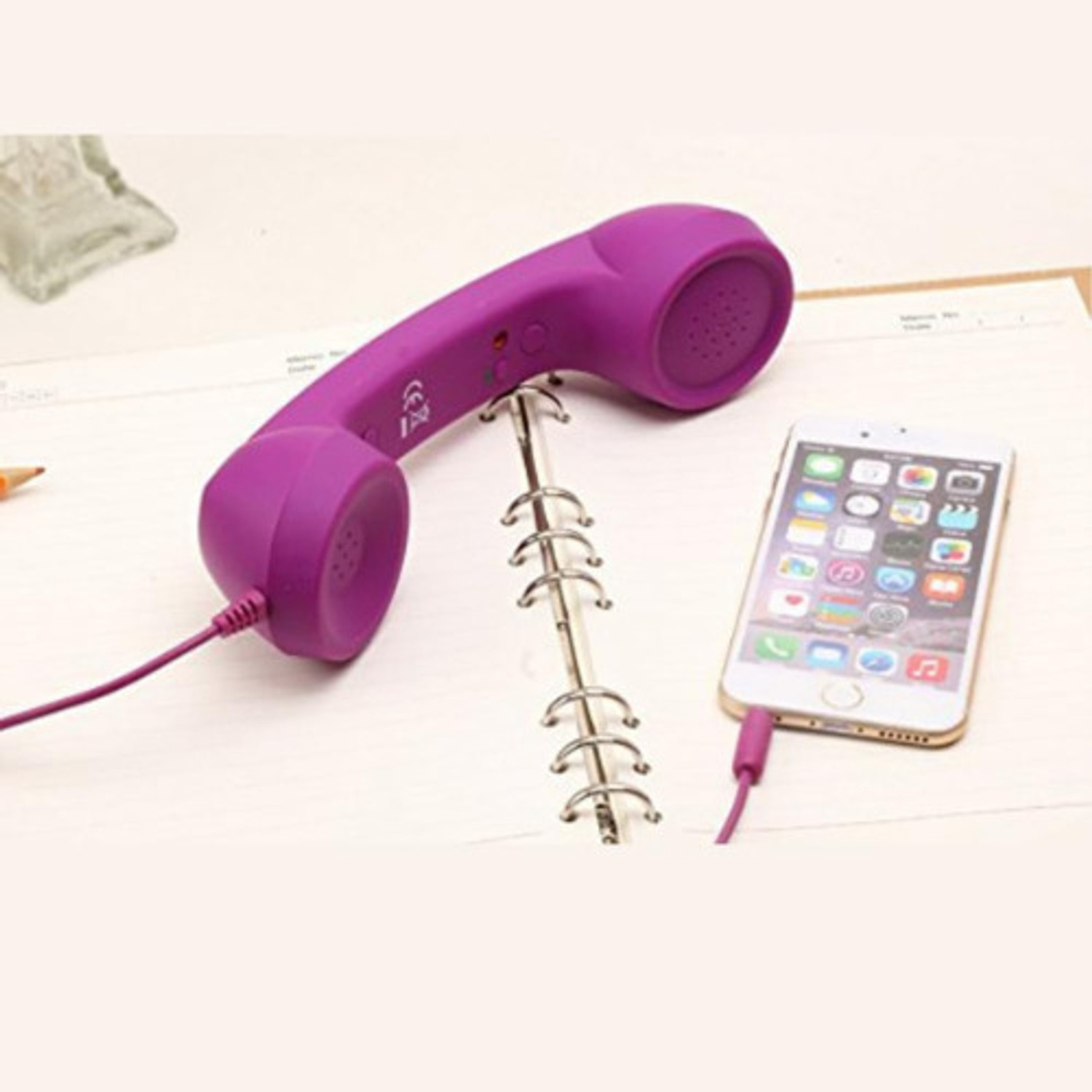 Image of DRUMSTONE CocoPhone Retro Handset Vintage Style Phone Receiver for Smartphones Hands-Free Wired