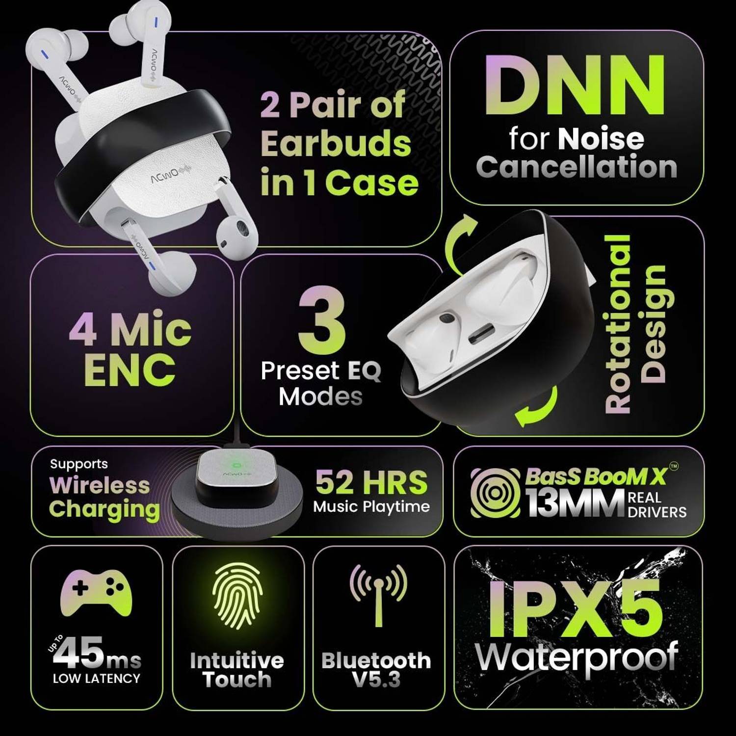 ACwO DwOTS Fire 4-in-1 TWS Bluetooth Earbuds - Image 2