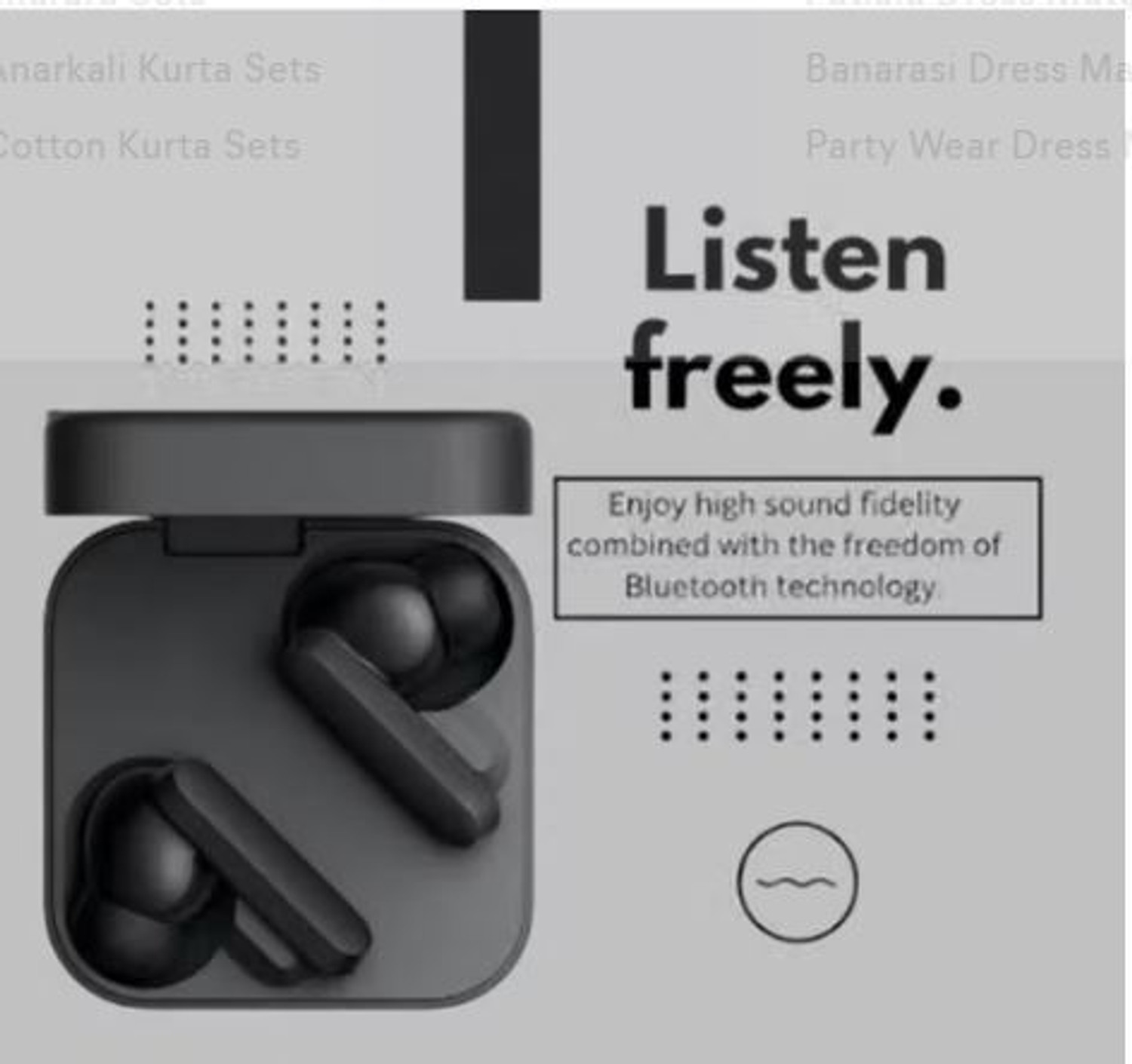 Image of GT GLO TIME WIRELESS MCF TWS Buds with 45 dB Ultra Bass Technology & upto 20Hrs V.P52 Bluetooth & Wired Headset (Black, True Wireless)