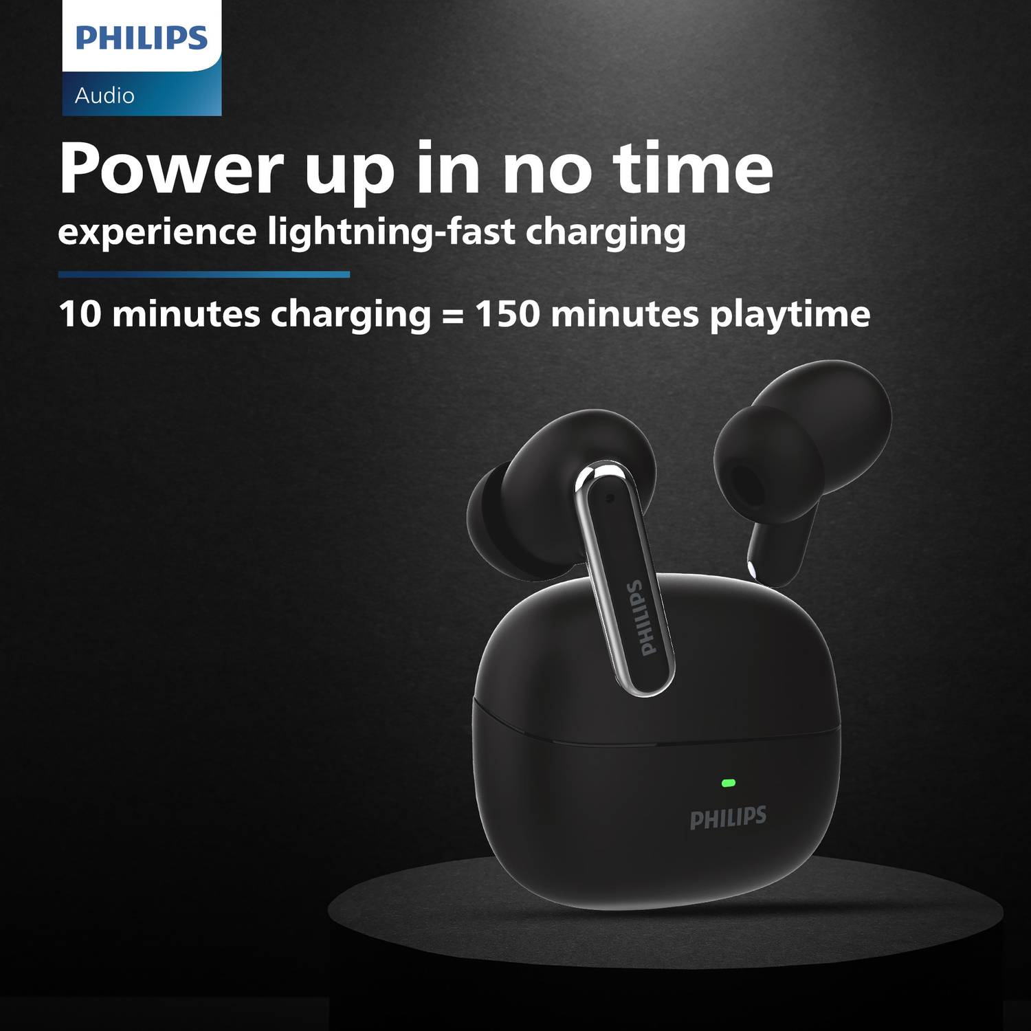 PHILIPS TAT1150BK Earbuds with ANC, 55H Playtime, 13mm Drivers, IPX5, - Image 2