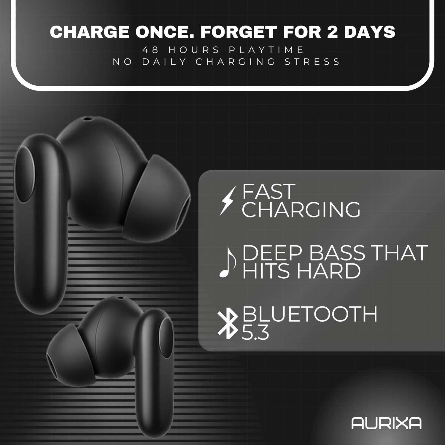 Image of AURIXA R2 Buds 48H Playtime, Dual Pairing, 13mm Speakers, Ai ENC, Low Latency-39 Bluetooth Gaming