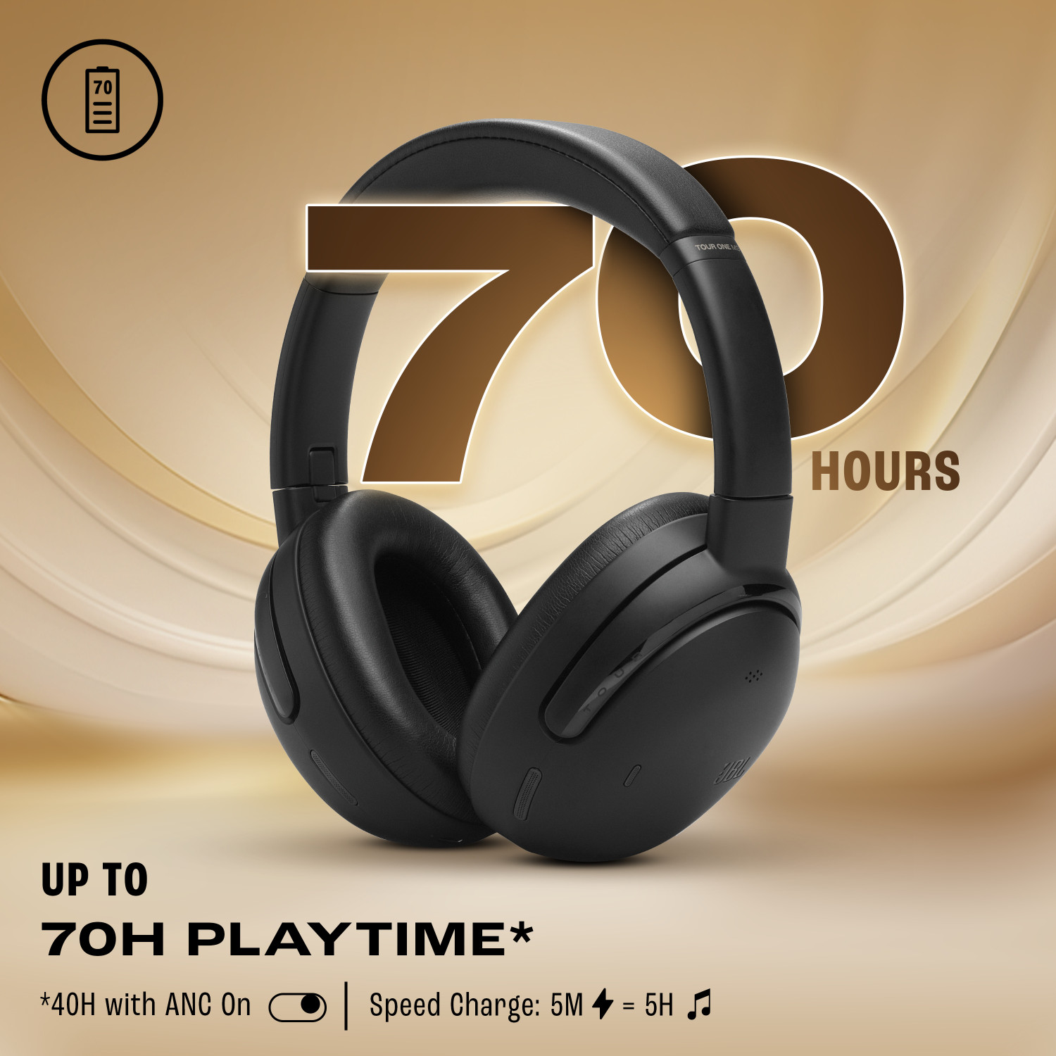 Image of JBL Tour One M3 Over Ear Headphones with ANC 2.0, Hi-Res LDAC Audio, 70Hrs Playback Bluetooth