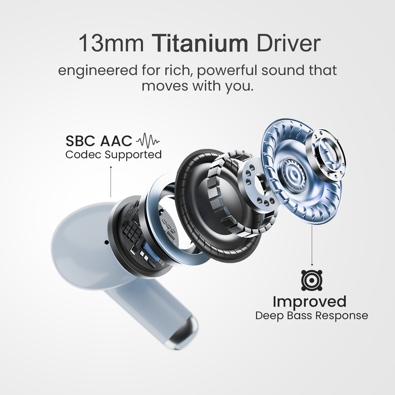 Image of Hammer Solo Earbuds with 80H Playtime, 13mm Titanium Driver Bluetooth