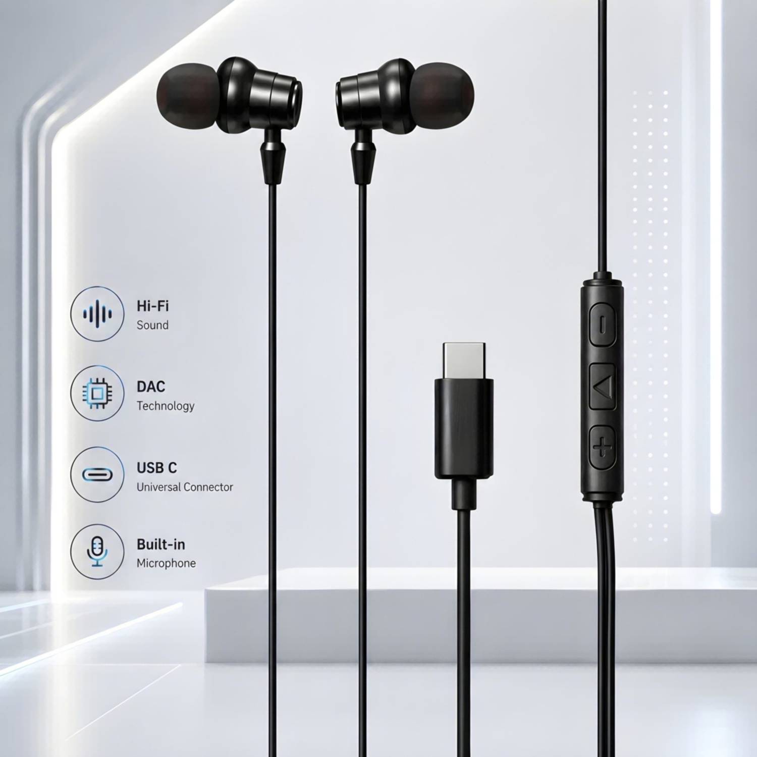 Bxeno Type C Wired Earphones for Samsung S21 FE/S10/S10e/S9
