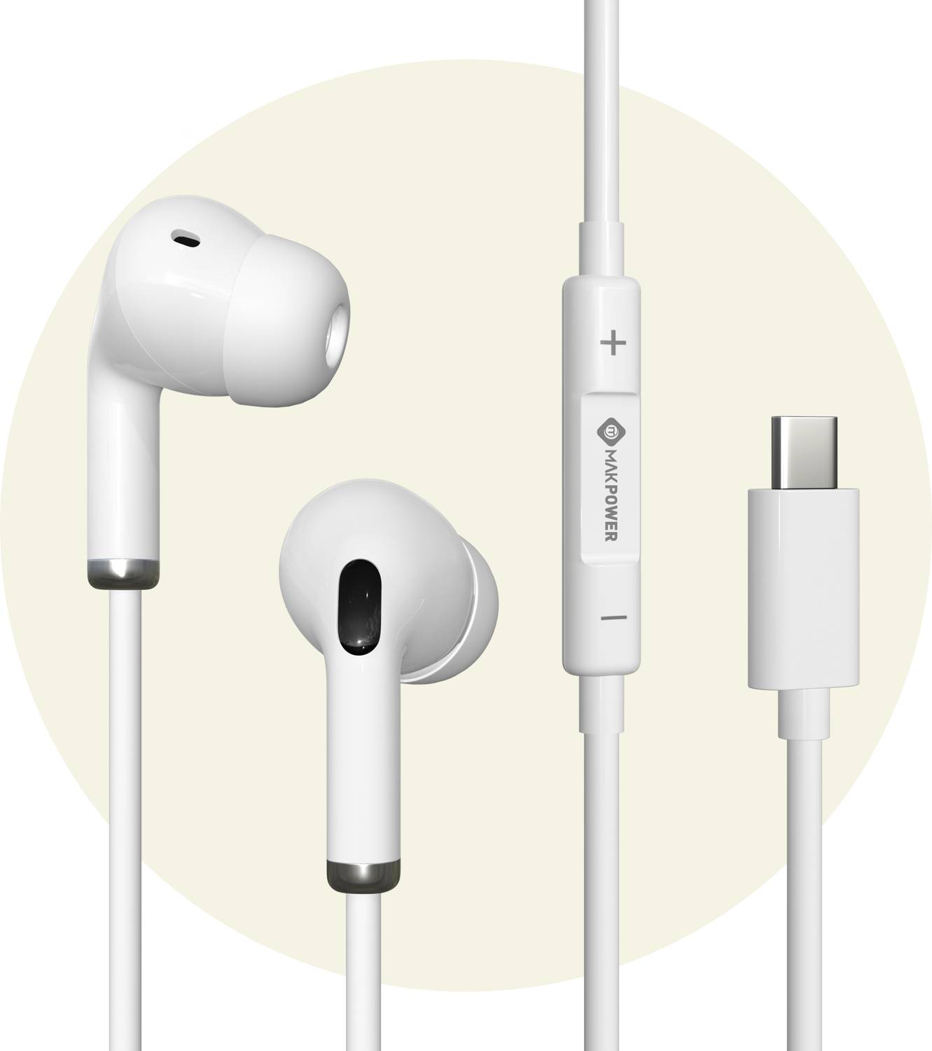 MAK POWER In-Ear Type C Wired Headphone, Dynamic Sound Quality, 1