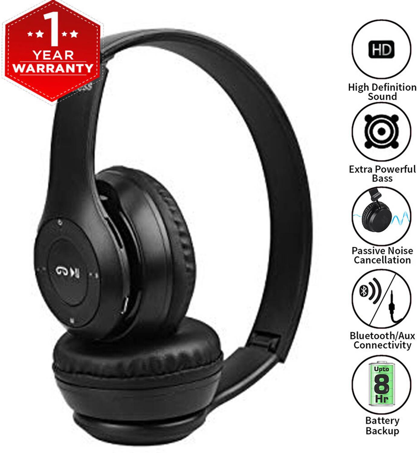footloose Wireless Headphone with Mic, Blue - Image 1