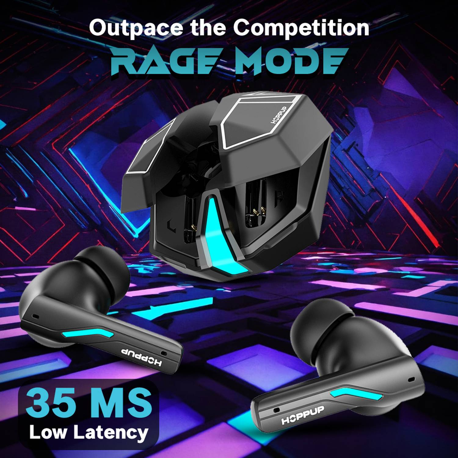 HOPPUP Xo6 Gaming Earbuds with 35MS Low Latency, RGB LED, 13MM