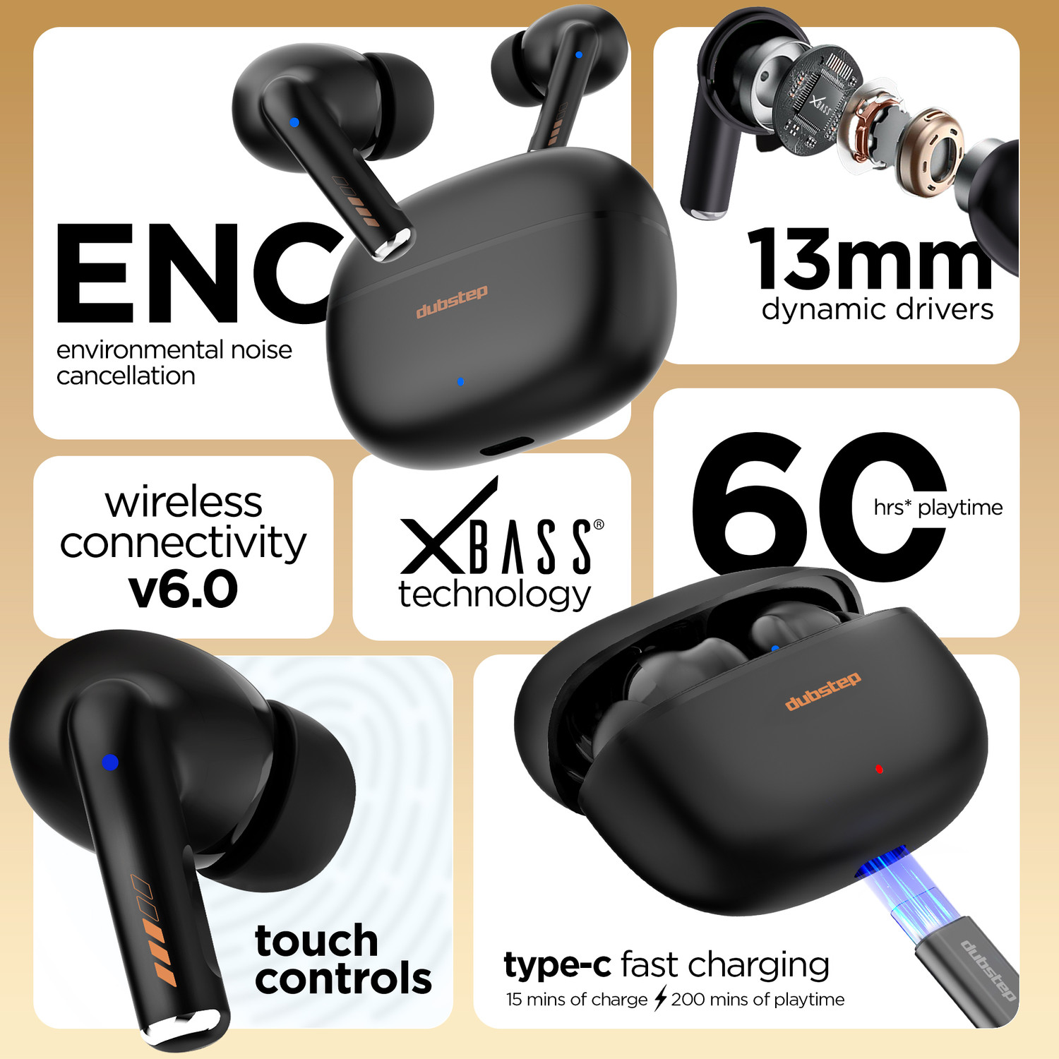 Image of Dubstep Buzz X11 upto 60hrs Playtime with 13mm Neodymium Driver & XBass Technology, ENC Bluetooth