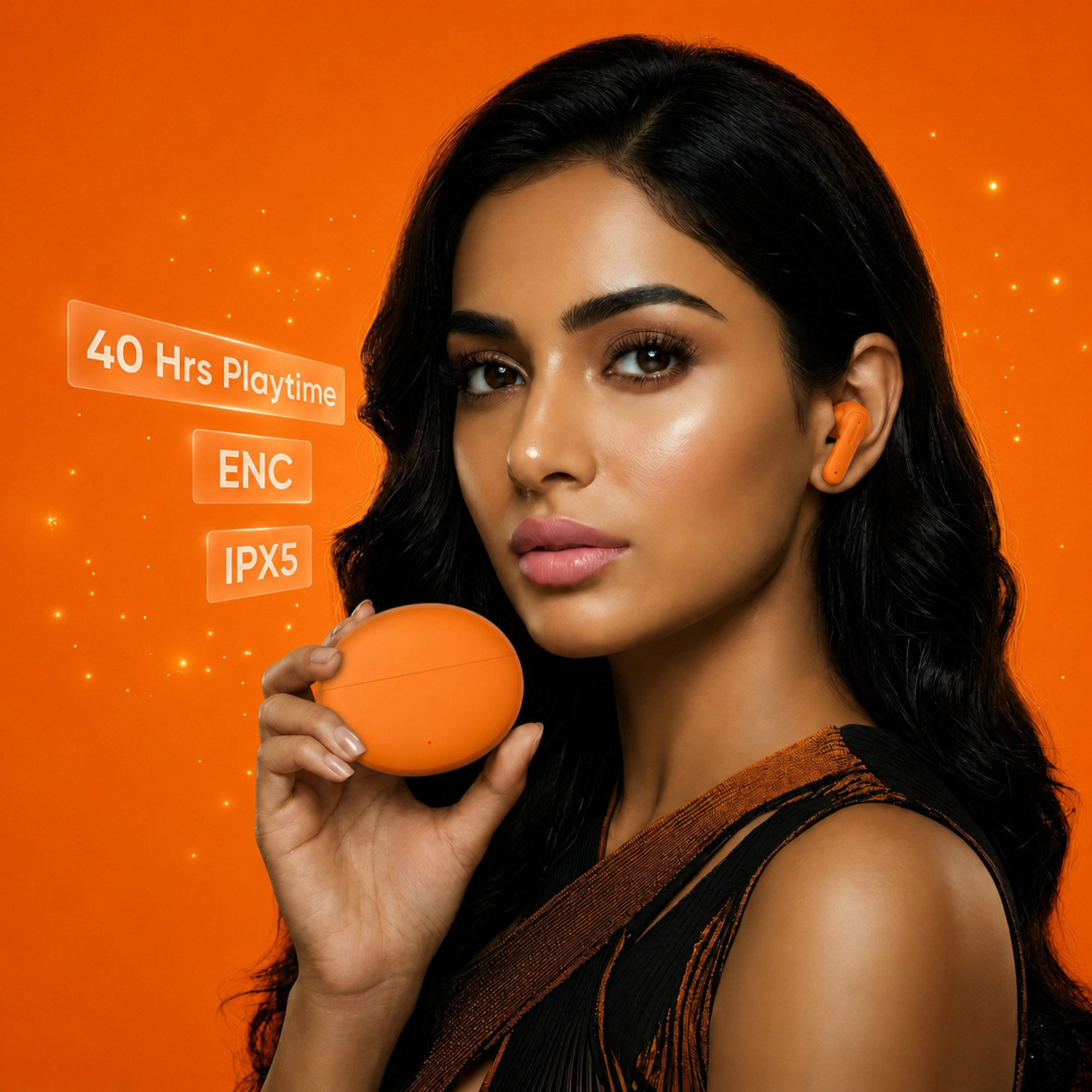Image of Qeikim Nord 3pro True Wireless in Ear Earbuds with Dual Mic & AI Crystal Clear Call-10 Bluetooth Gaming Headset (Orange, True Wireless)