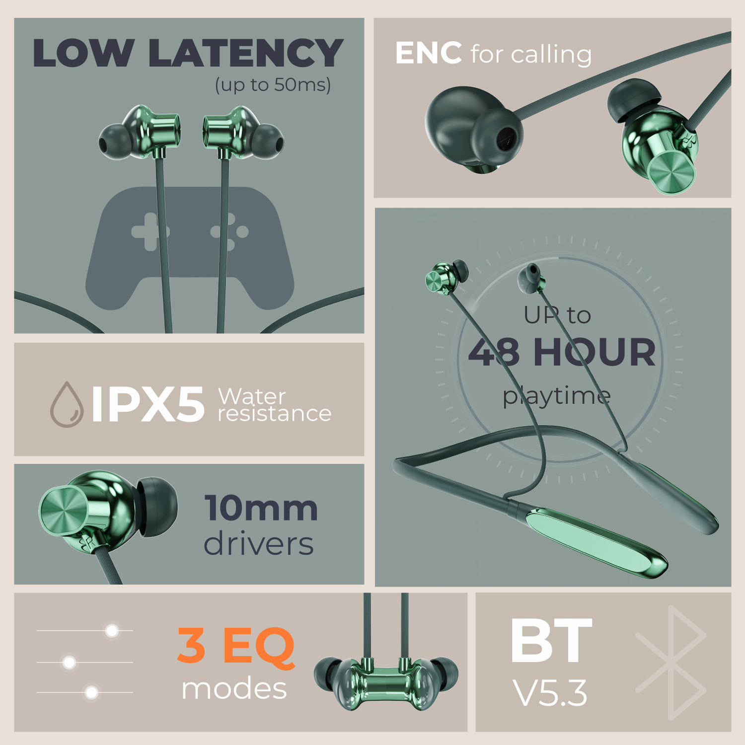 Image of BiBon FANTASY - MAGNETIC POWER OFF /ON 48Hr Playtime Headphone Neckband-1 Bluetooth