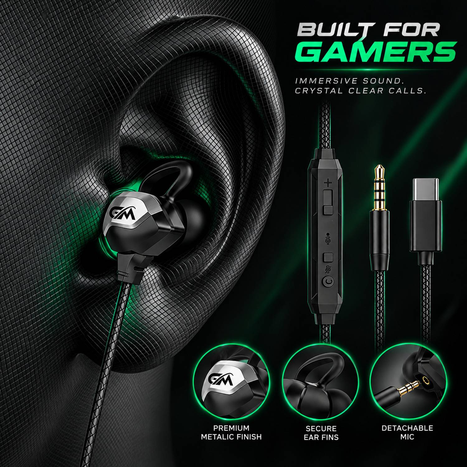 fire turtle GM30 Type-C Gaming Earphones - Image 3