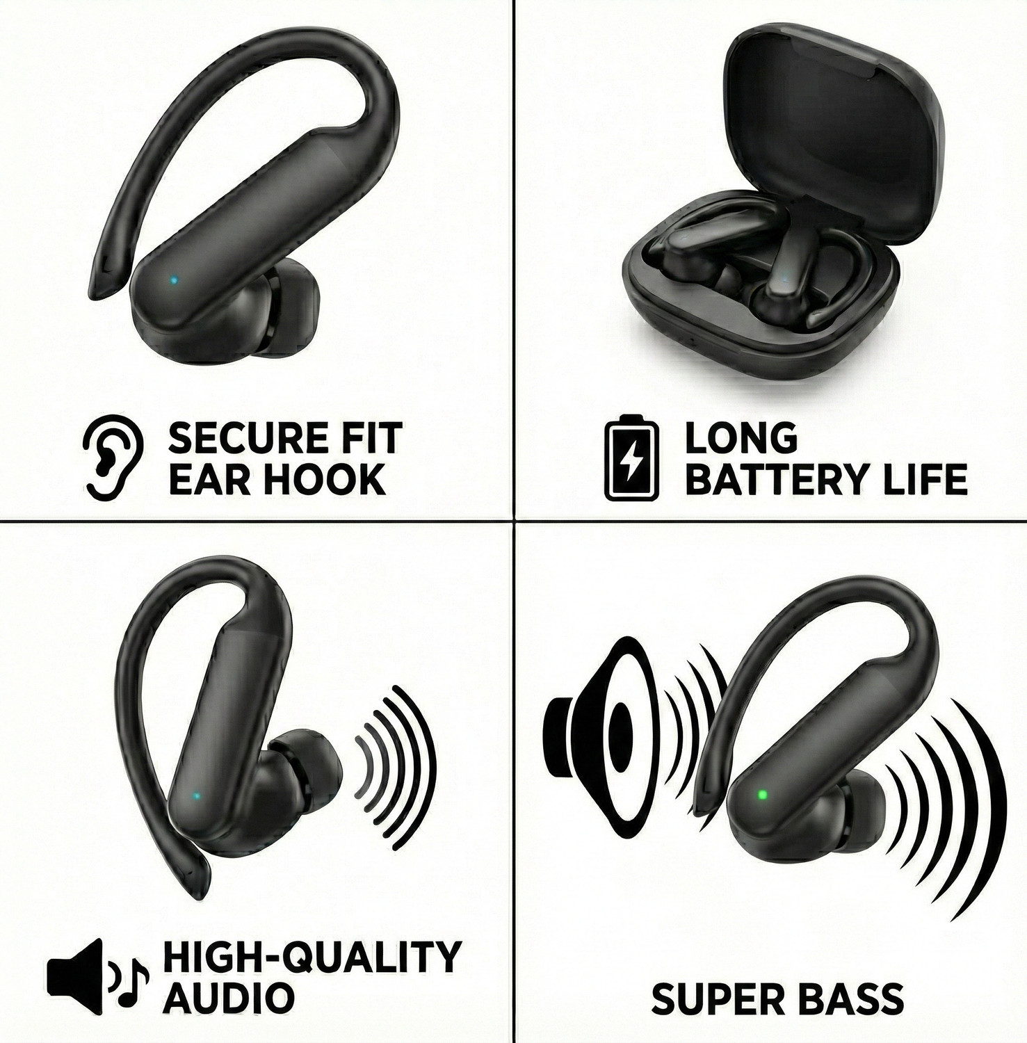 Image of VENKAT ZONE Trending Premium Audio Luxurious Comfort Crystal Clear Sound Super Bass Bluetooth Headset (Black, True Wireless)