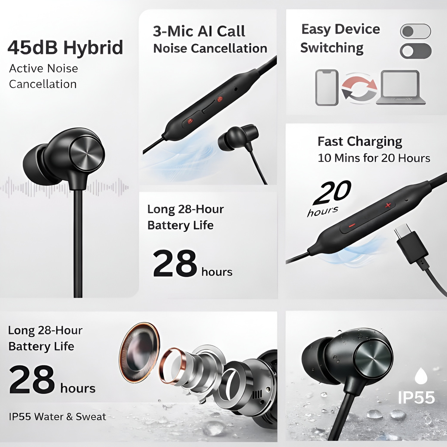Image of TECHONS DSSB Z2 Wireless Bluetooth Earphones Neckband with Deep Bass and Mic Bluetooth Gaming Headset (Black, In the Ear)