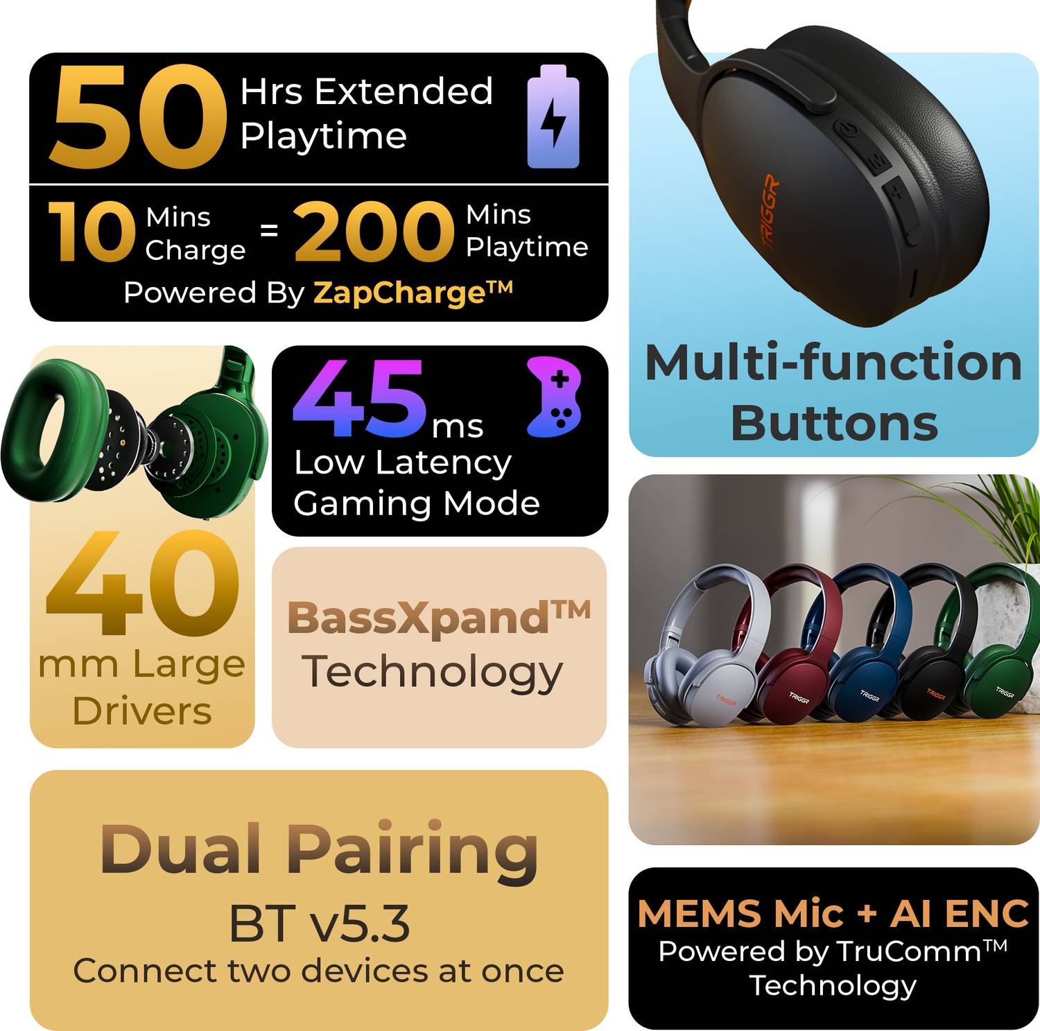 TRIGGR Trinity 2 Bluetooth Headphones - Image 2
