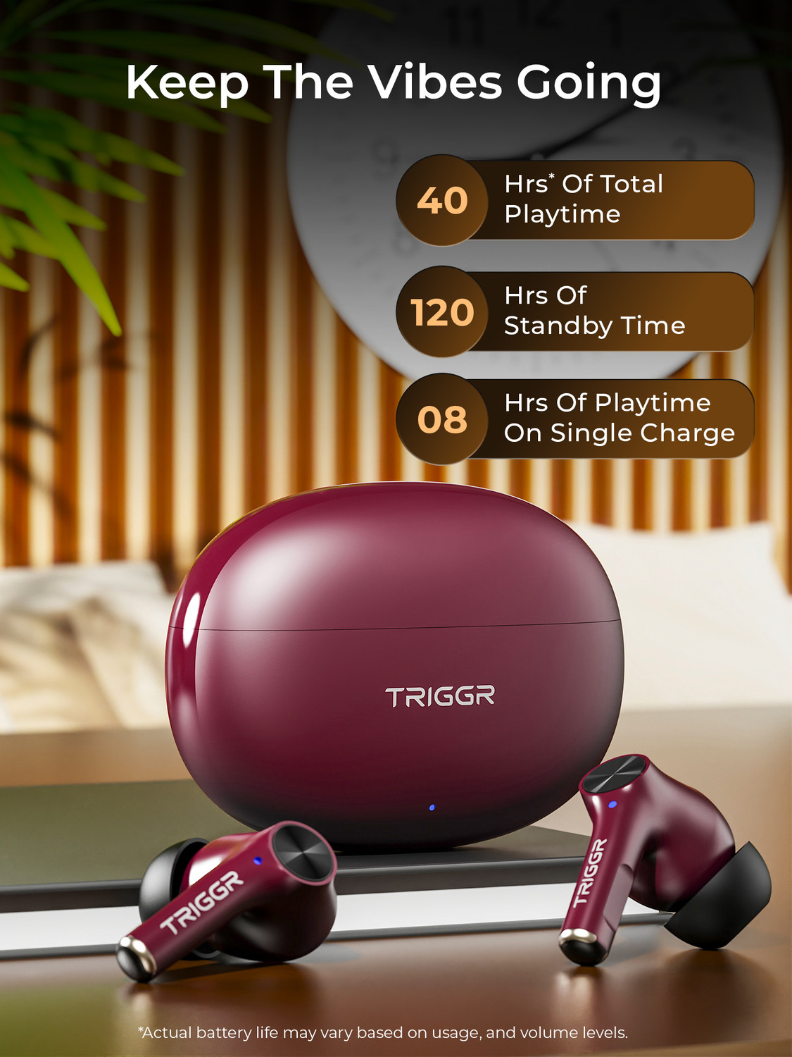 Image of TRIGGR Ultrabuds Go with 40H Playtime, AI ENC, Dynamic Drivers, Type-C Fast Charging Bluetooth