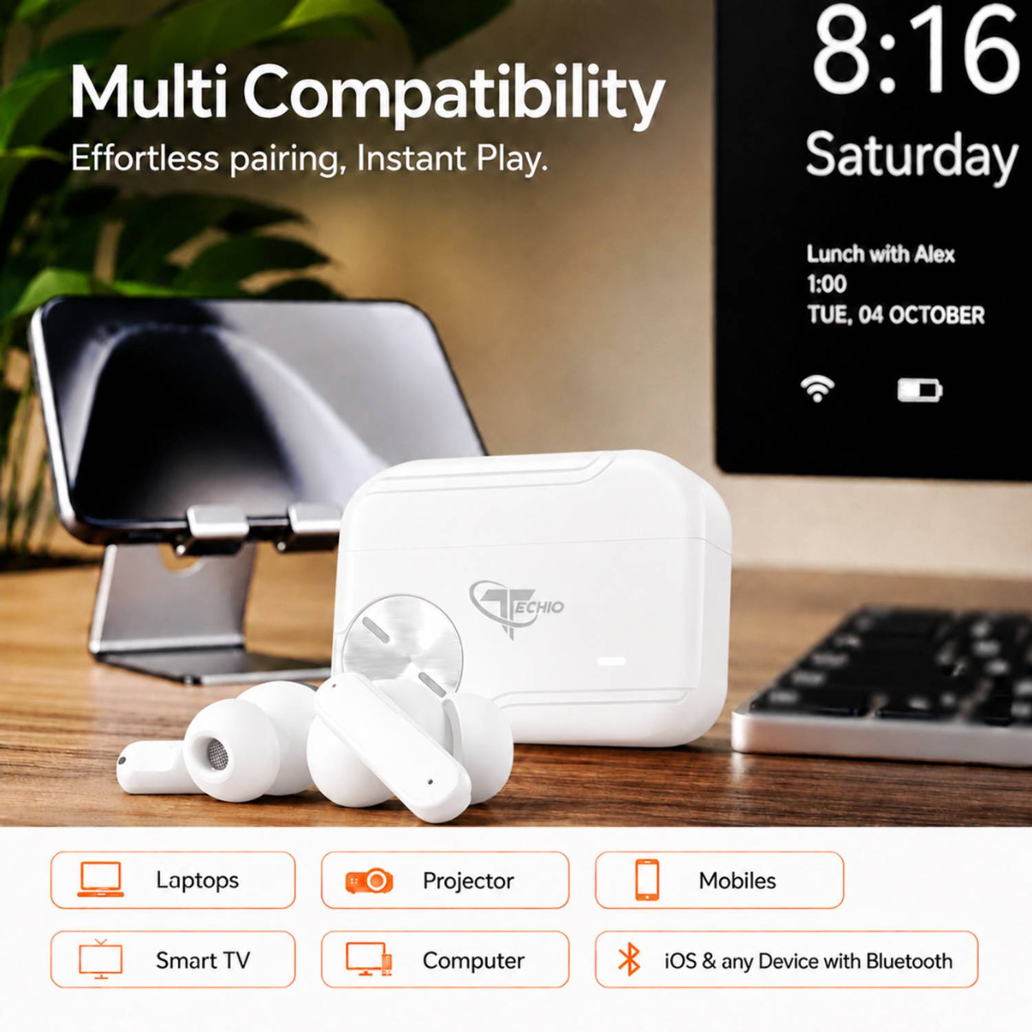 TECHIO AirBeats Wireless Earbuds - Image 3