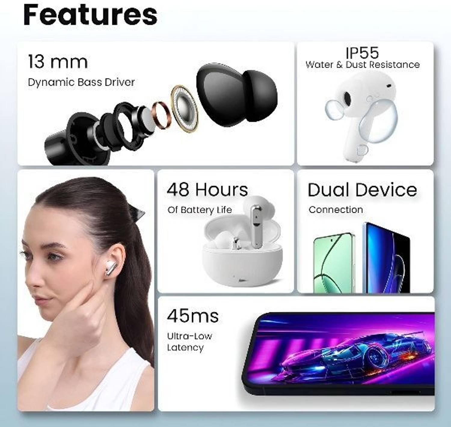 DUJE Aeropods with Gaming Pods, 200H Playtime - Image 2