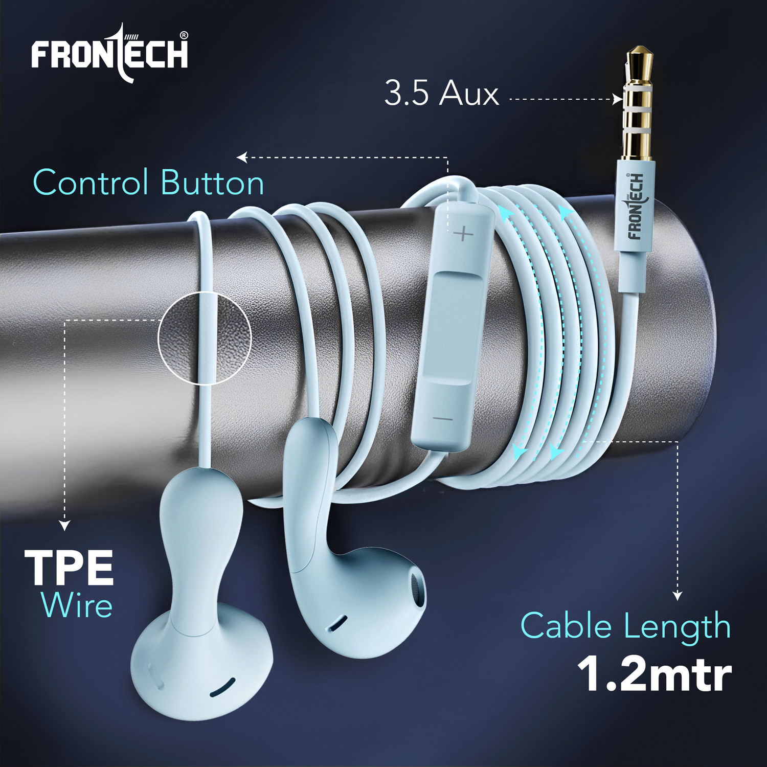 Image of Frontech Earphone Deep Bass HD Audio | 3.5mm | For Call & Music Wired