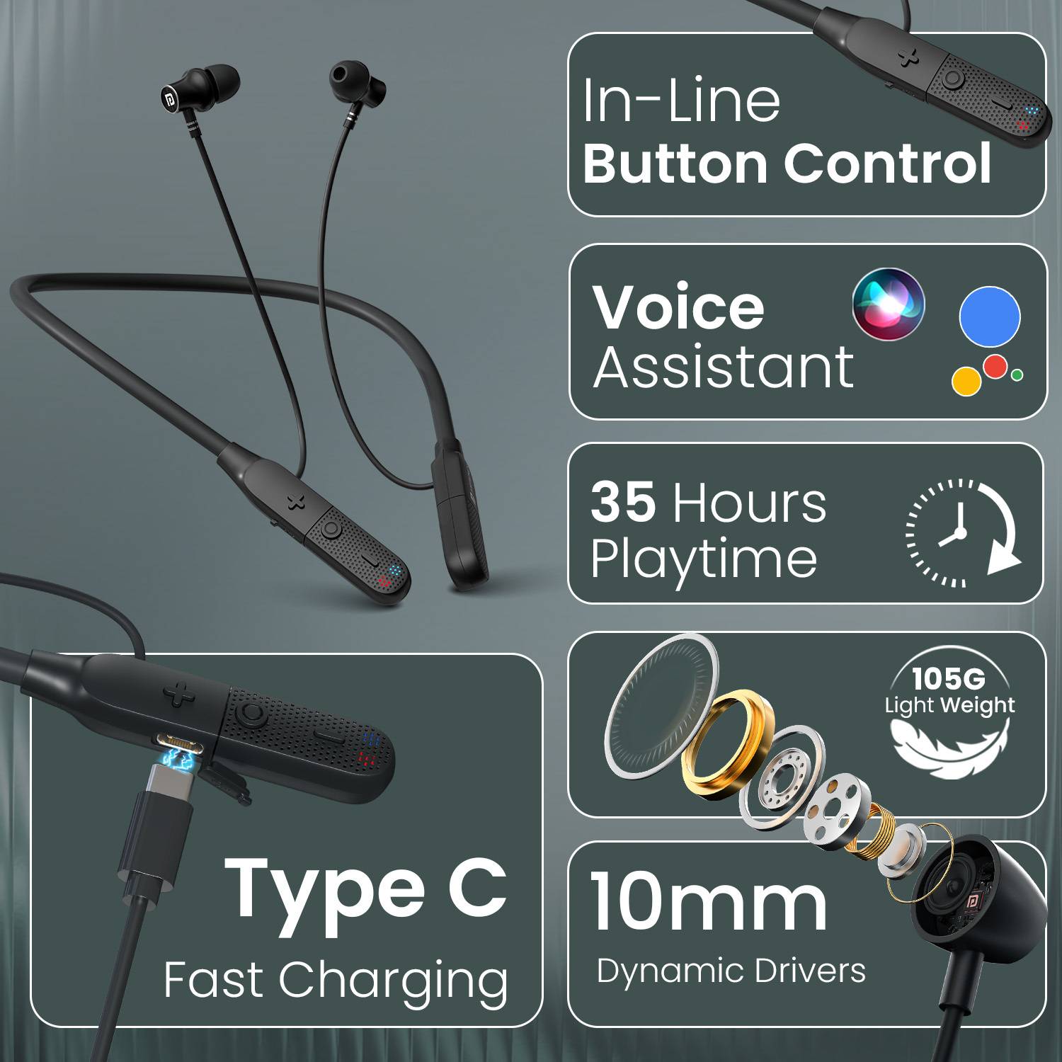 Portronics Harmonics Z13 Neckband 35H Playtime - Image 5