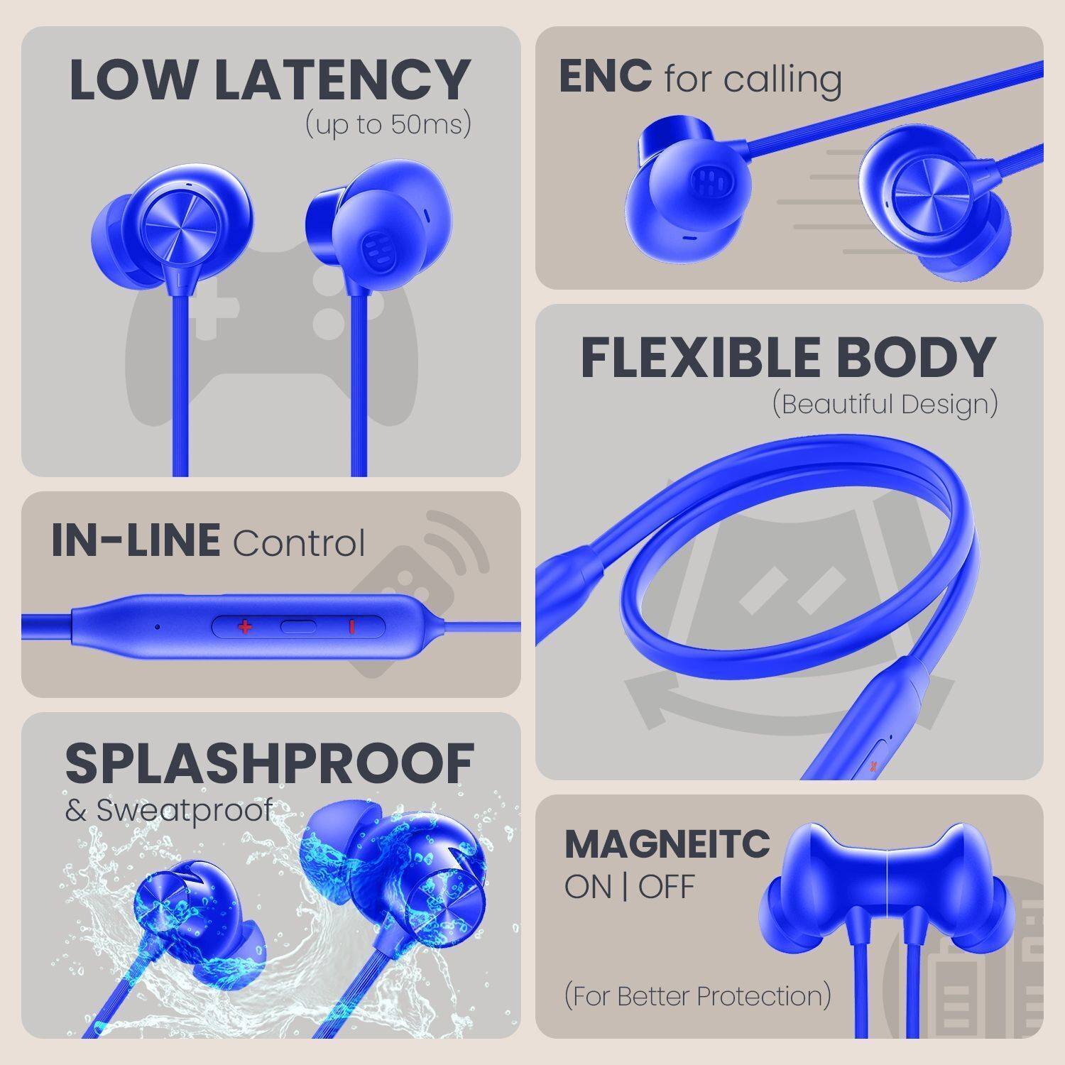 DUJE Bulles C2 - MAGNETIC POWER OFF/ON 48Hr Playtime Headphone Neckband27 Bluetooth