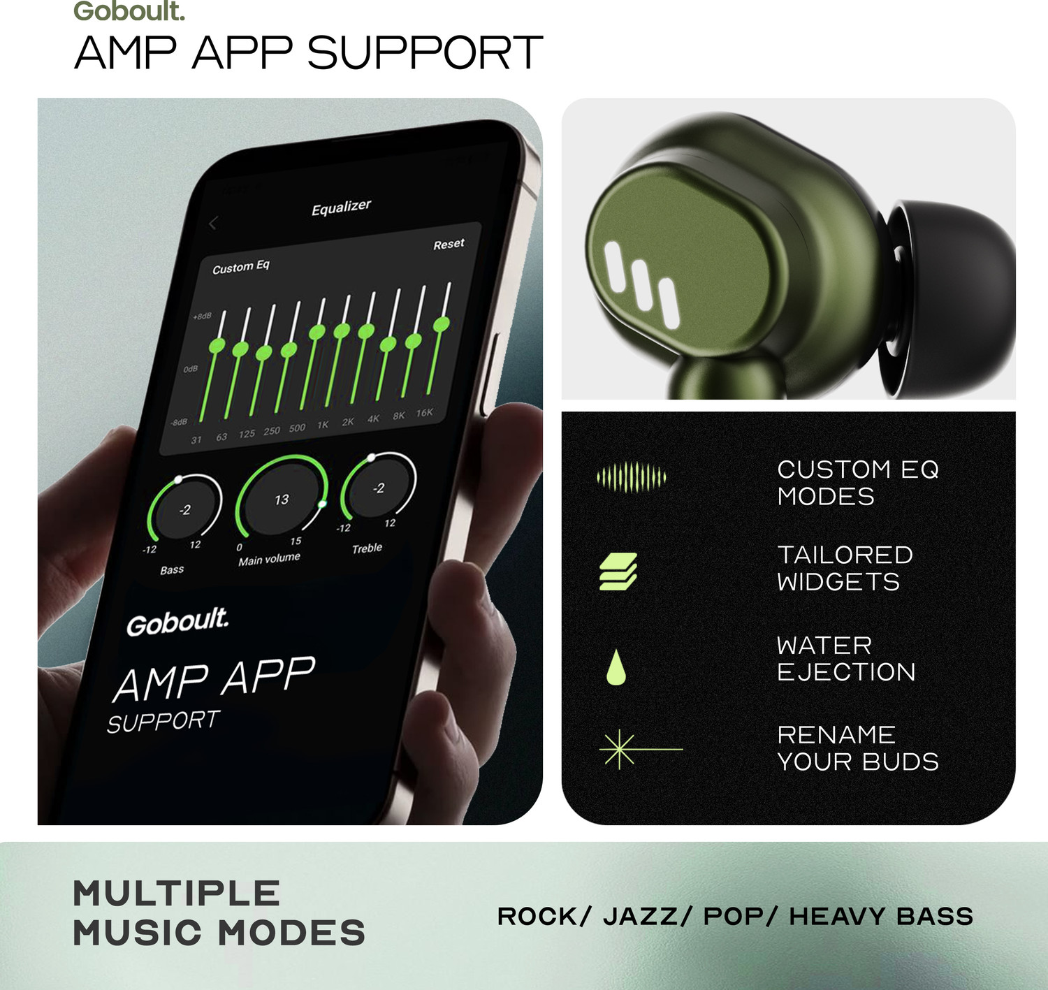 Image of GOBOULT Tenet Pro with ANC, 75H Playtime, 4 Mic ENC, Dual Pairing ,BT 6.0, 13mm Drivers Bluetooth