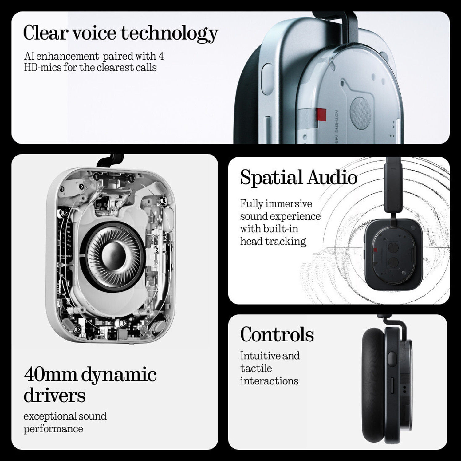 Image of Nothing Headphone(1) 42dB ANC| Dual Device| Hi-Res+LDAC|40mm Driver|Sound by KEF Bluetooth & Wired