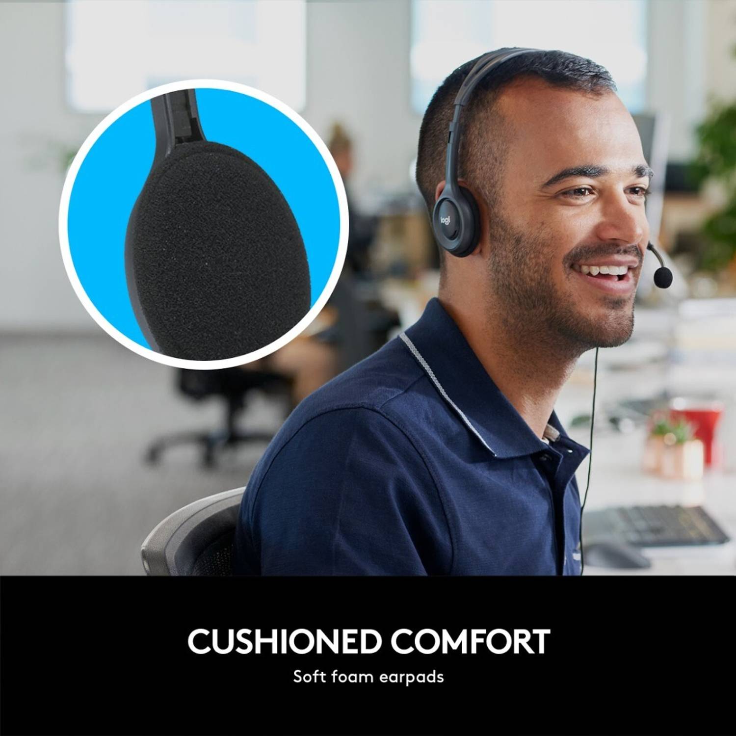 Logitech H-111 Wired Headset Black - Image 3