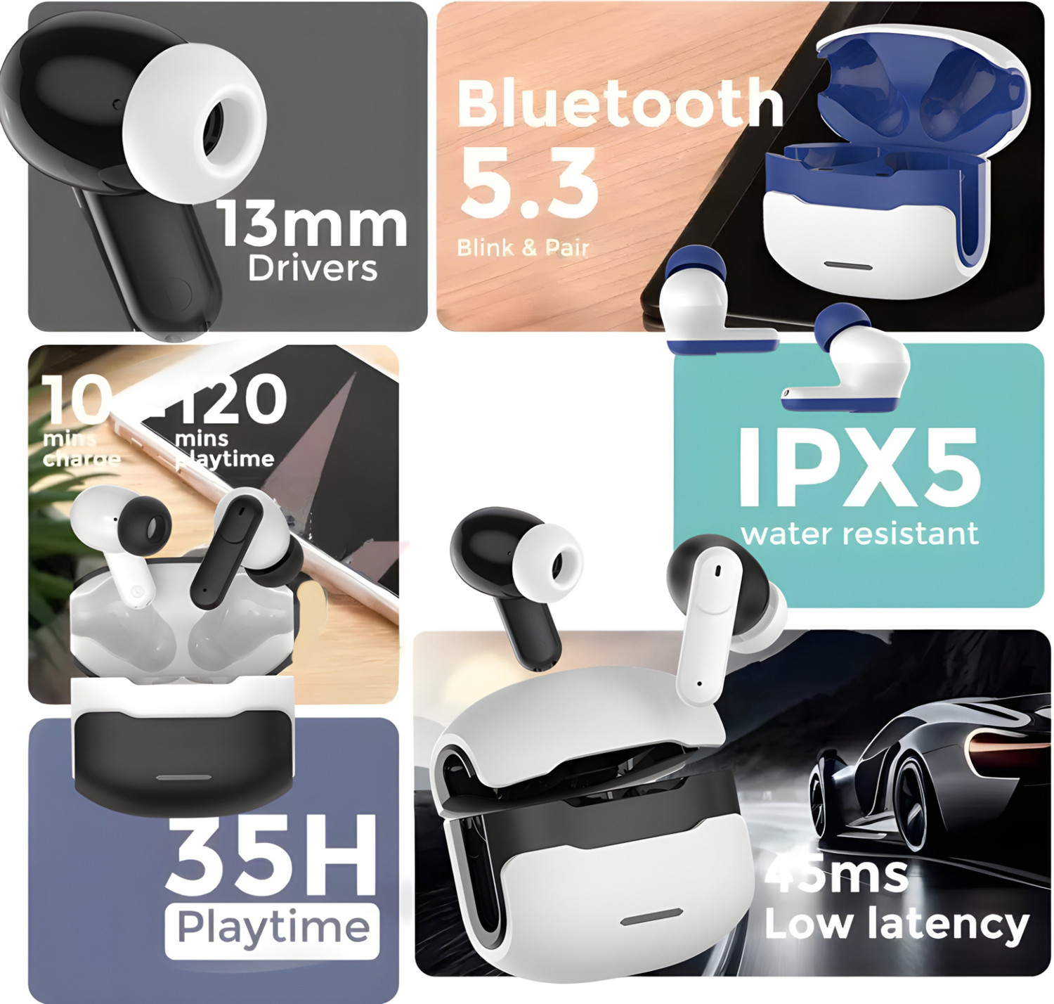 Image of COREGENIX Airbuds 311 Pro Bluetooth TWS Earbuds with ENC & Low latency , 30hrs of Playtime Bluetooth