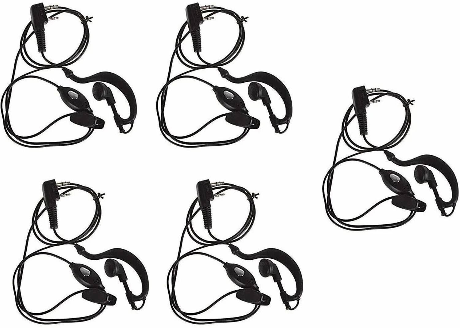 RENMAX PTT Earpiece 2-Pin Earphone with Mic Wired Headset (Black,