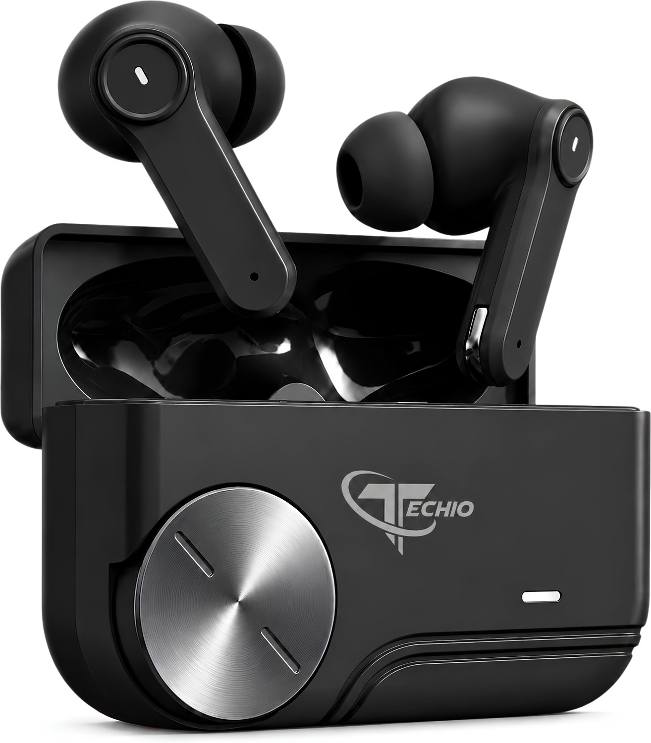 Image of TECHIO AirBeat ENC Bluetooth Earbuds, 40Hr Backup, 13mm Bass,Quad-Mic Bluetooth