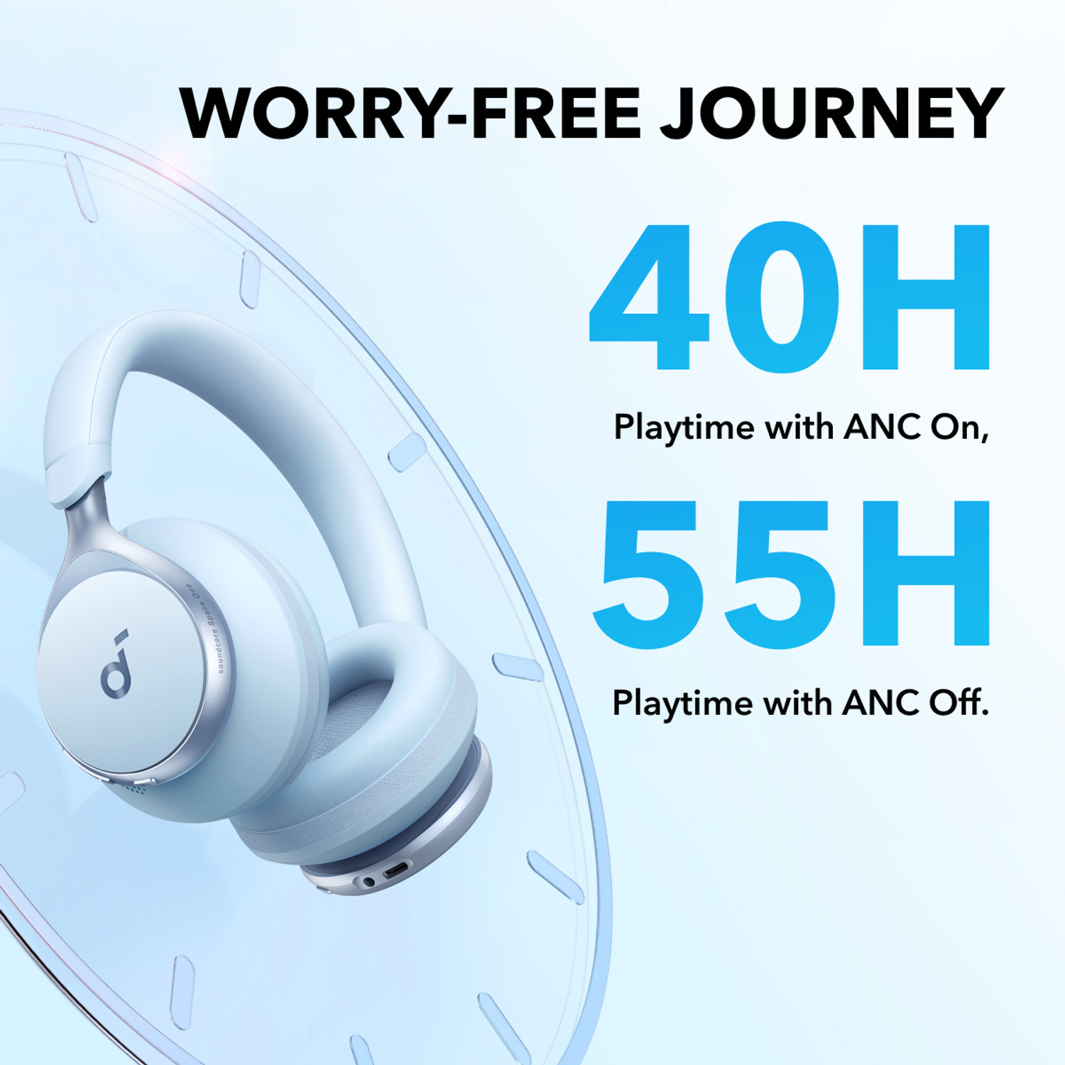 Image of soundcore by Anker Space One Hi-Res wireless, LDAC, Active noise cancellation, 40 Hrs, 40mm drivers Bluetooth & Wired