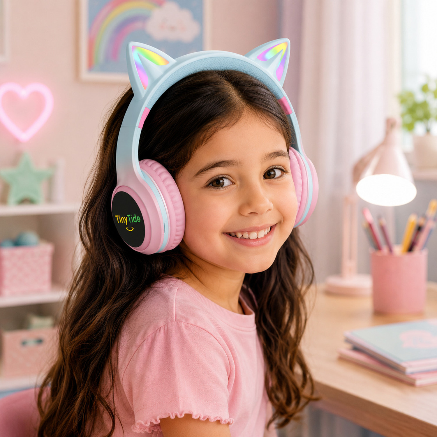 Image of TinyTide Kids Headphones For Girls /Boys, Cat Kids Bluetooth, Kids Wireless Headphones Bluetooth & Wired