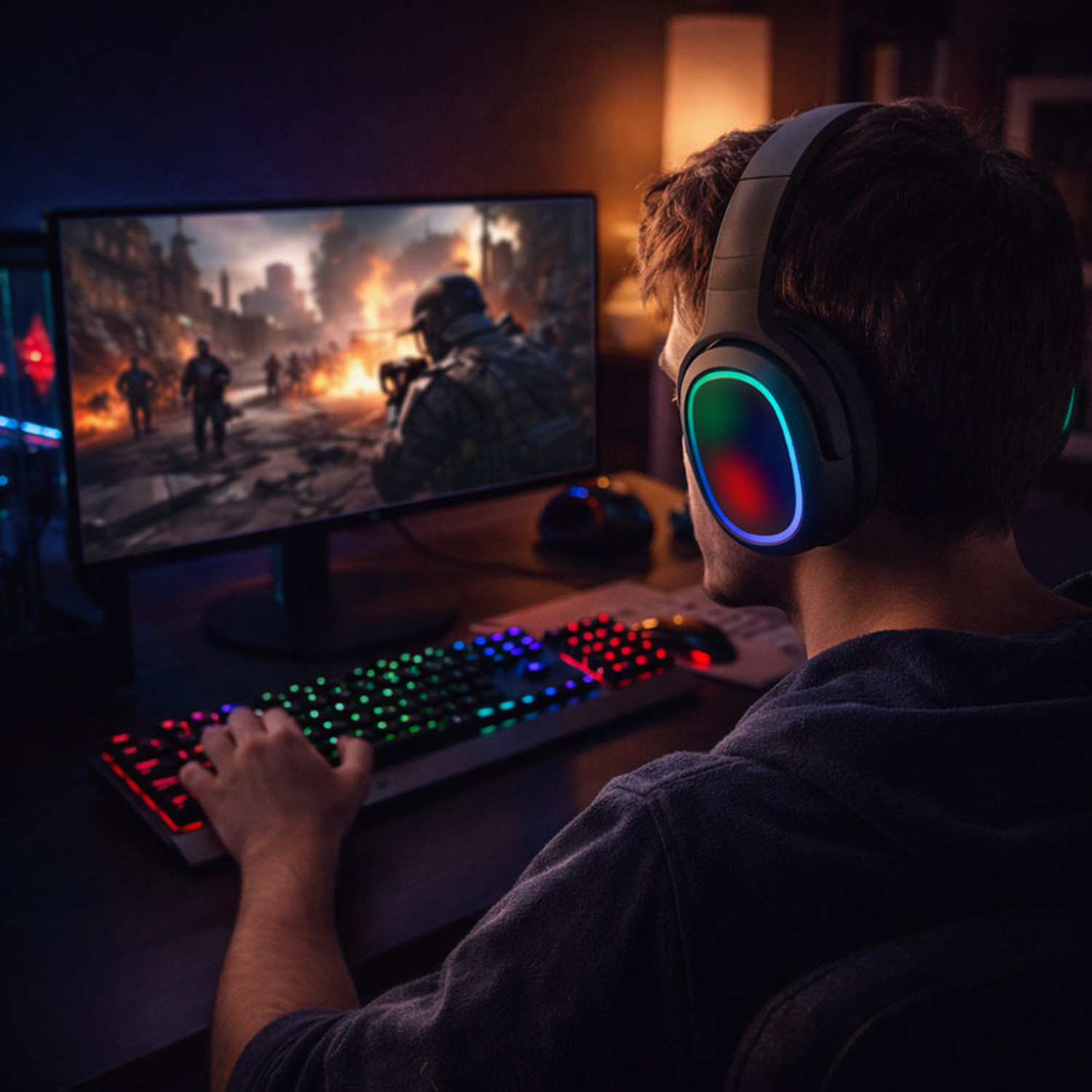 Image of Elevea Premium RGB LED Light Wireless Bluetooth Gaming Headphone - 15 Years Warranty Bluetooth