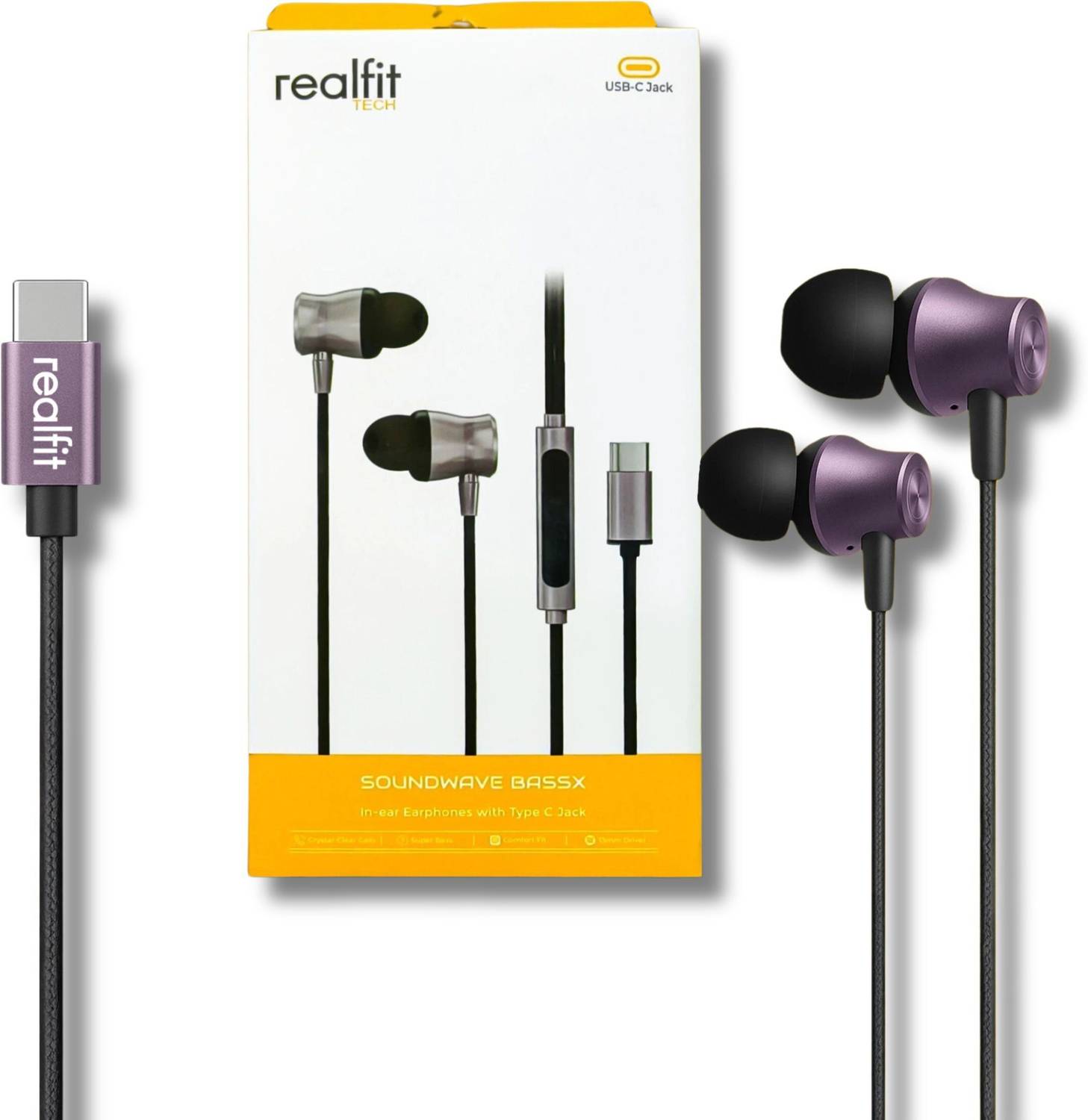 REALFIT Wired Type-C Earbuds Perfect for Gaming, Calls & Music