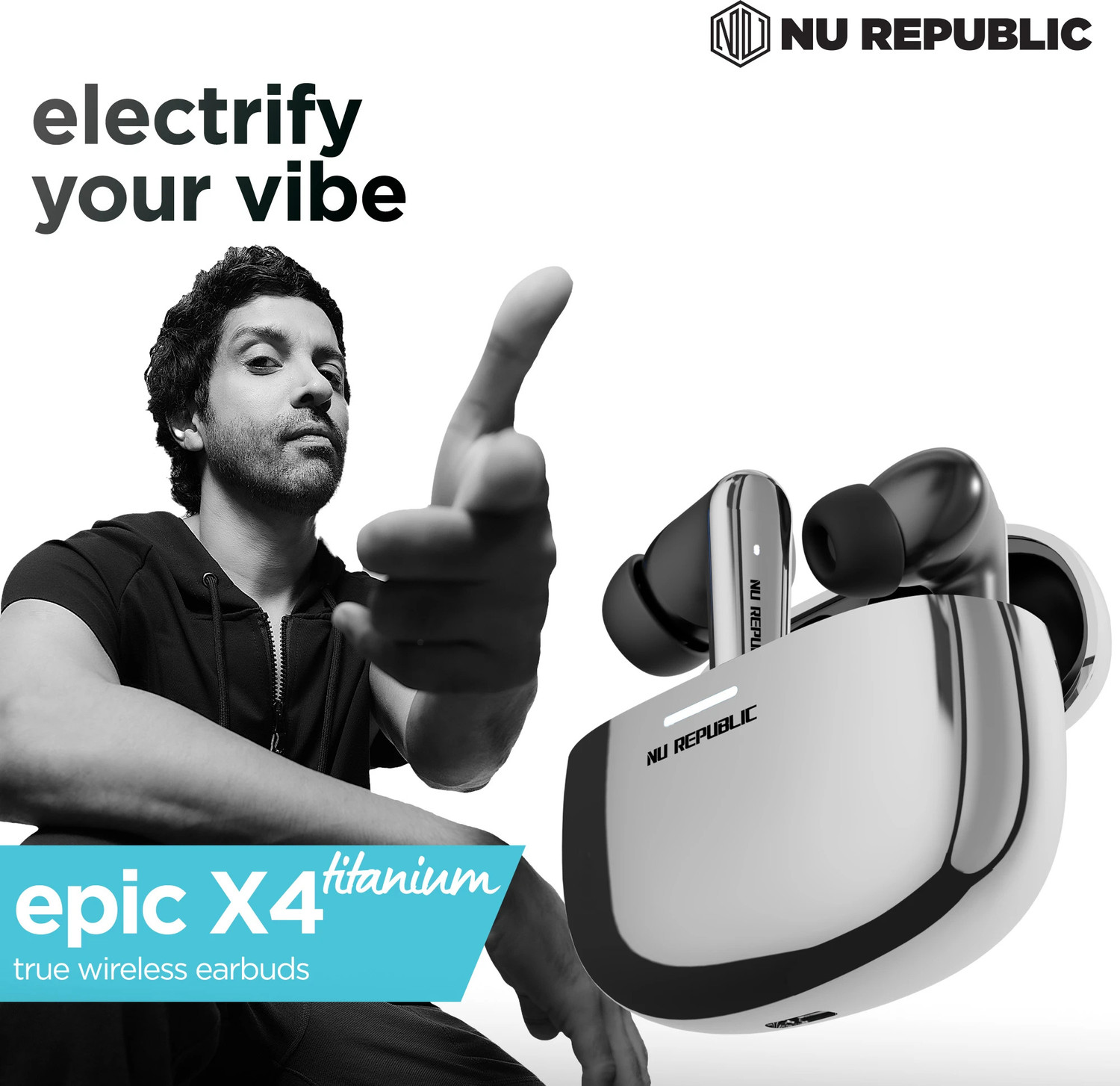 Image of Nu Republic Epic X4 with 52 hrs Playtime, X-Bass Technology, Dual ENC Mics, Fast Charging Bluetooth