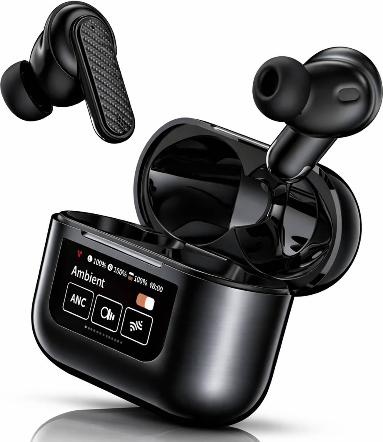 YW08 Touch Screen TWS with 32db ANC + ENC Premium Earbuds, Low Latency Gaming Bluetooth Headset - Image 1
