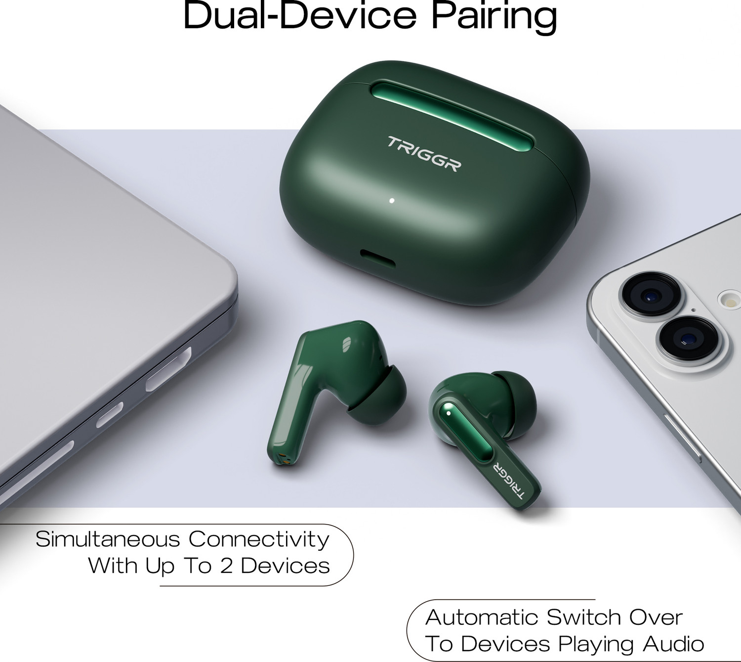 Image of TRIGGR Arcus One 60H Battery, 4 Mic ENC, Dual Pairing, Rubber Grip, 13mm Drivers, v6.0 Bluetooth
