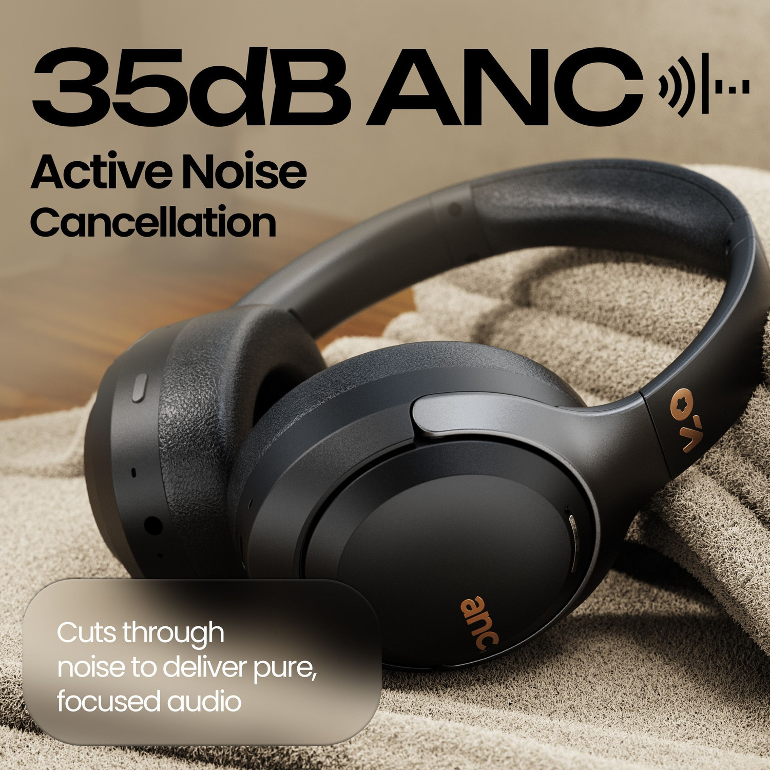 Image of GOBOULT Anchor ANC Calling, 72H Battery, Dual Pairing, Foldable Built Bluetooth & Wired