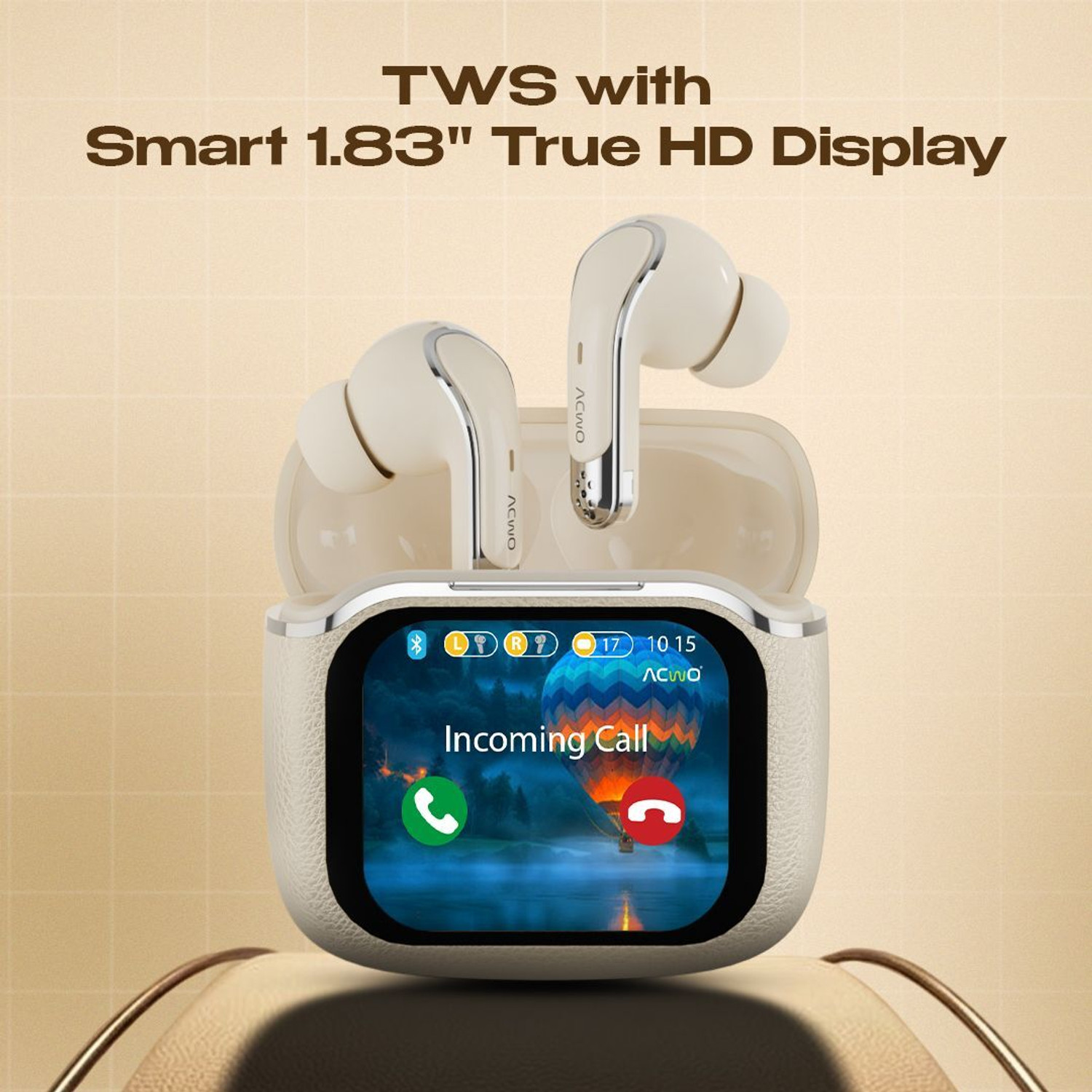 Image of ACwO DwOTS Bold Smart Calling Display Earbuds, 60Hrs Playtime, ANC 32dB, 13mm Driver Bluetooth