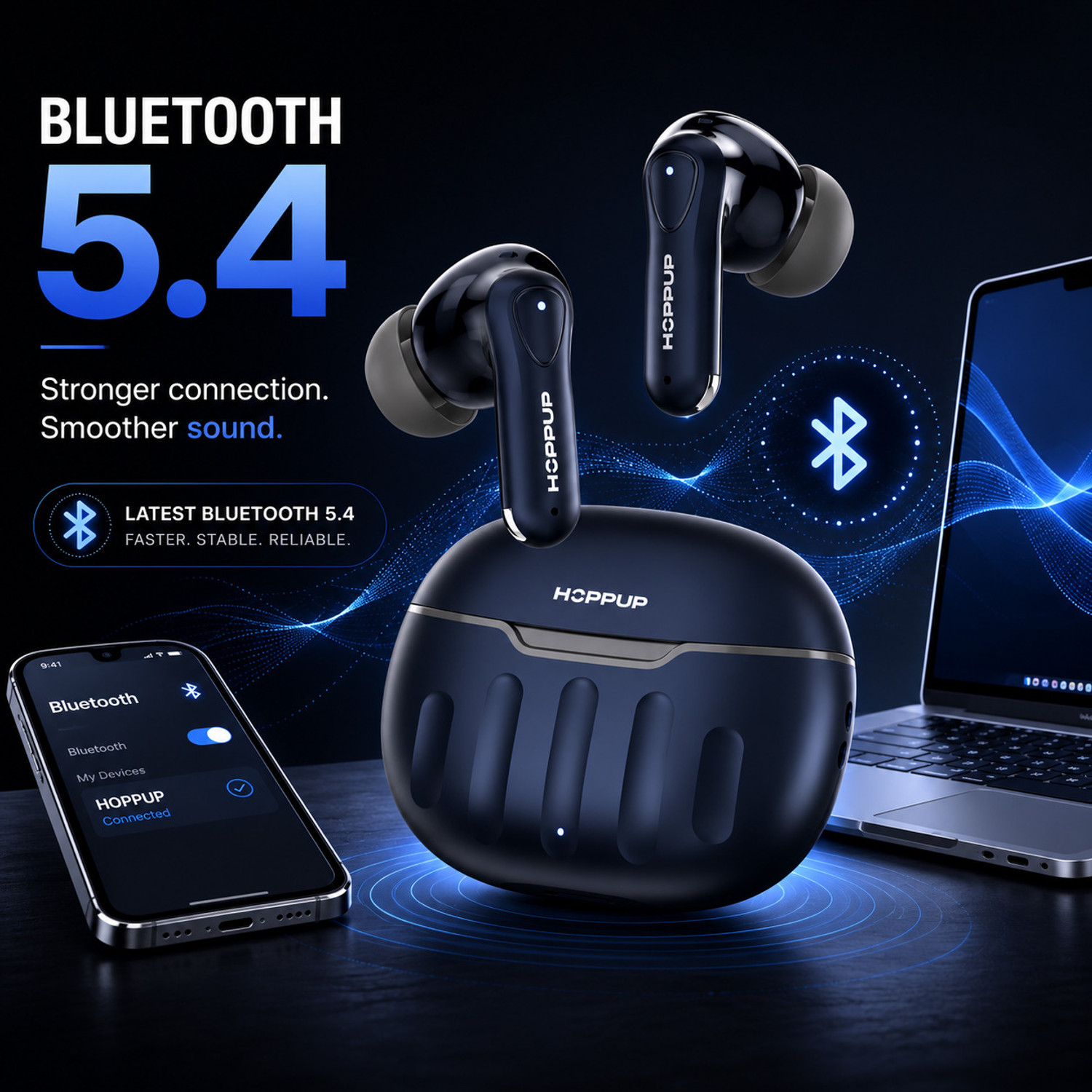 Image of HOPPUP AirDoze M1 Earbuds with 50H PlayTime, 40MS Low Latency, AI ENC & 5.4v Bluetooth