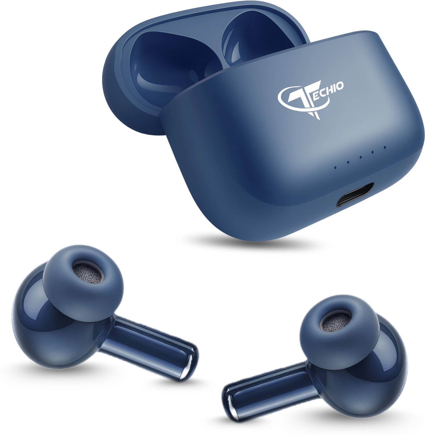 TECHIO BassBlitz Earbuds with 360° Sound, Smart Pairing, Long Battery & ENC Bluetooth