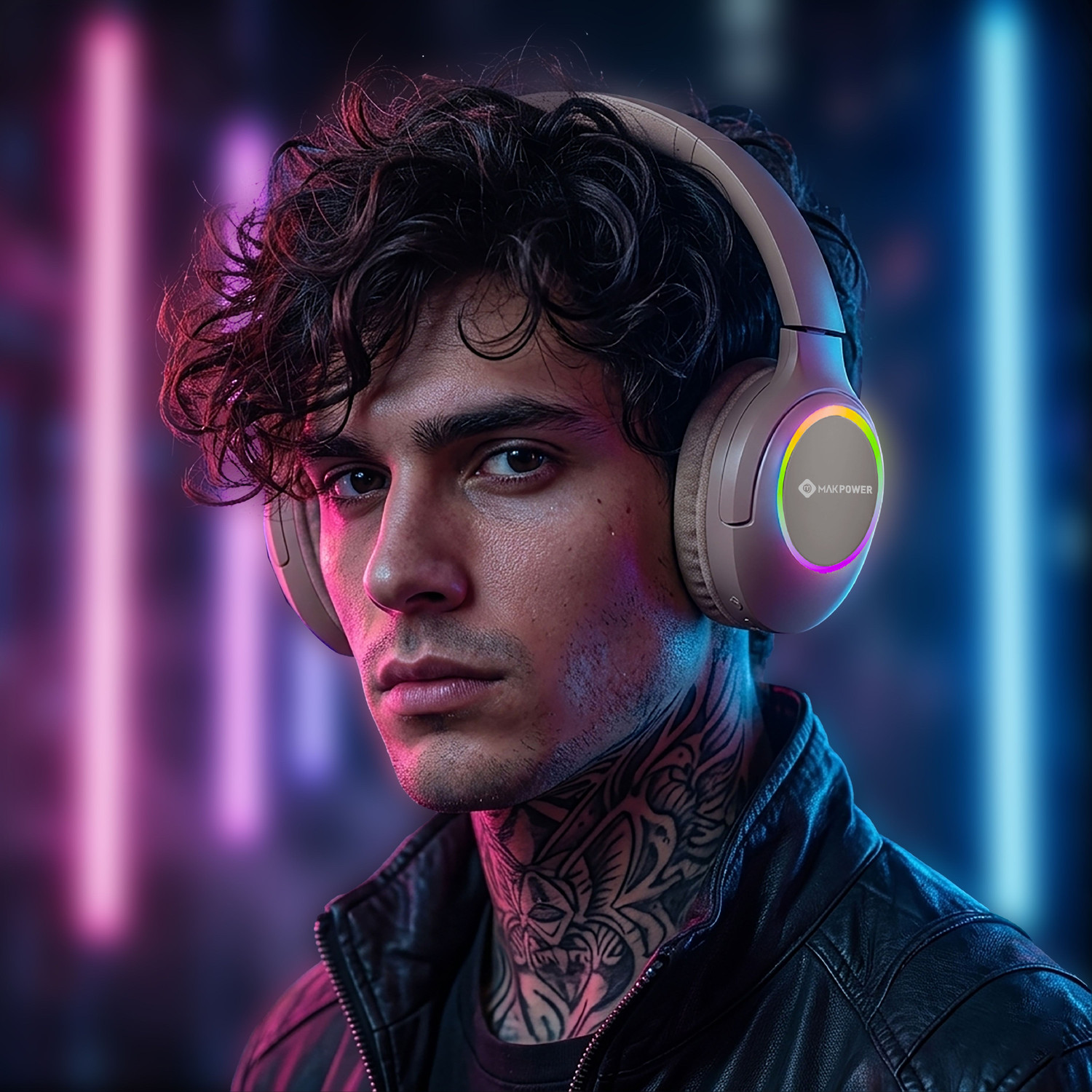 Image of MAK POWER CRUSHER with 60H Playback, Perfect for Music, Gaming & Calls Wireless Over-Ear Bluetooth